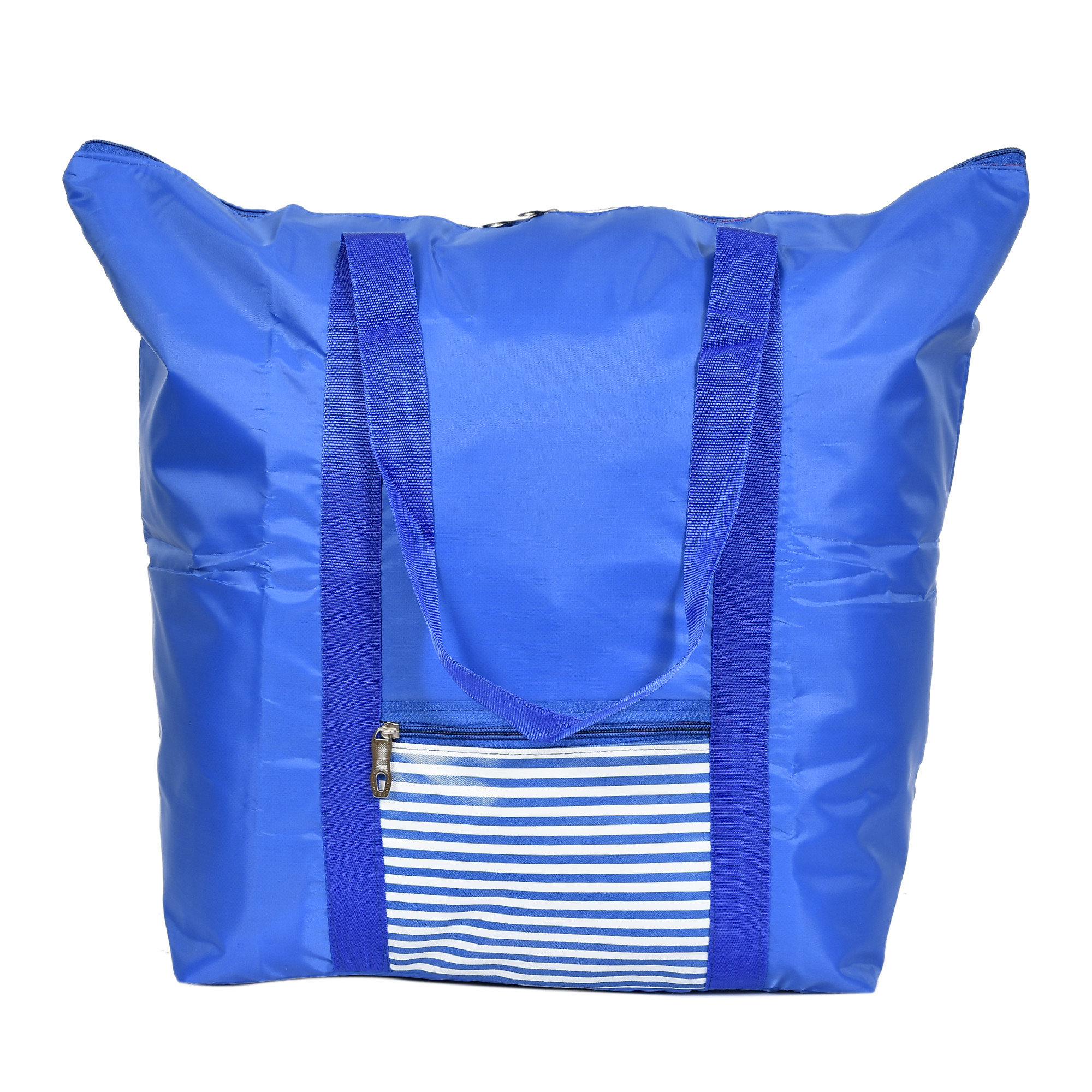 Kuber Industries Parachute Multi-Purpose Storage Bag/Clothing Storage Organizer/Toy Storage Bag/Stationery Paper Storage Bag with Zipper Closure & Strong Handle With Bag Cover (Blue)