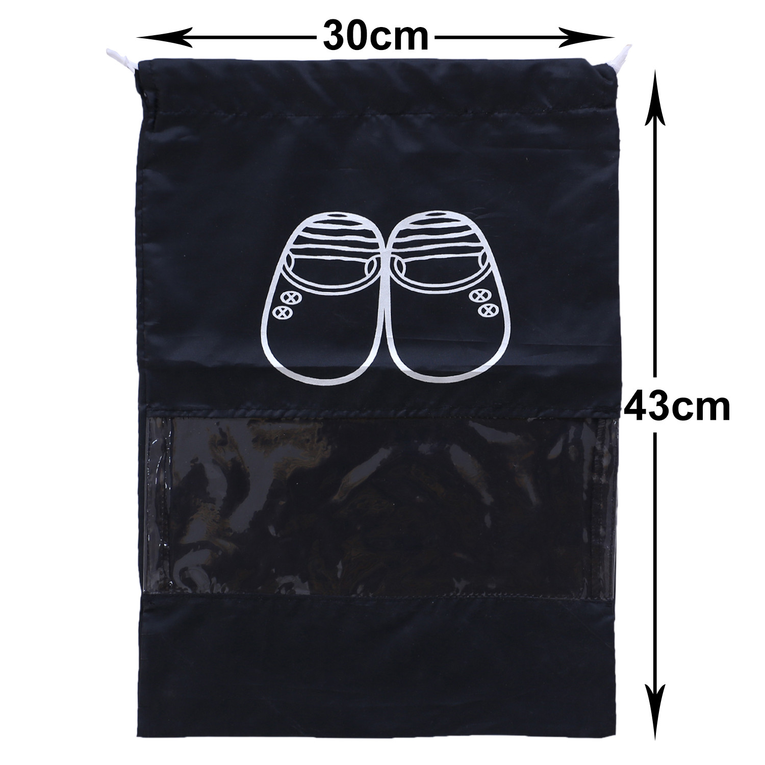 Kuber Industries Parachute Shoe Bag|Water Resistant & Dust Proof Drawstring Organizer|Shoe Storage Bag for Home, Travelling (Black)