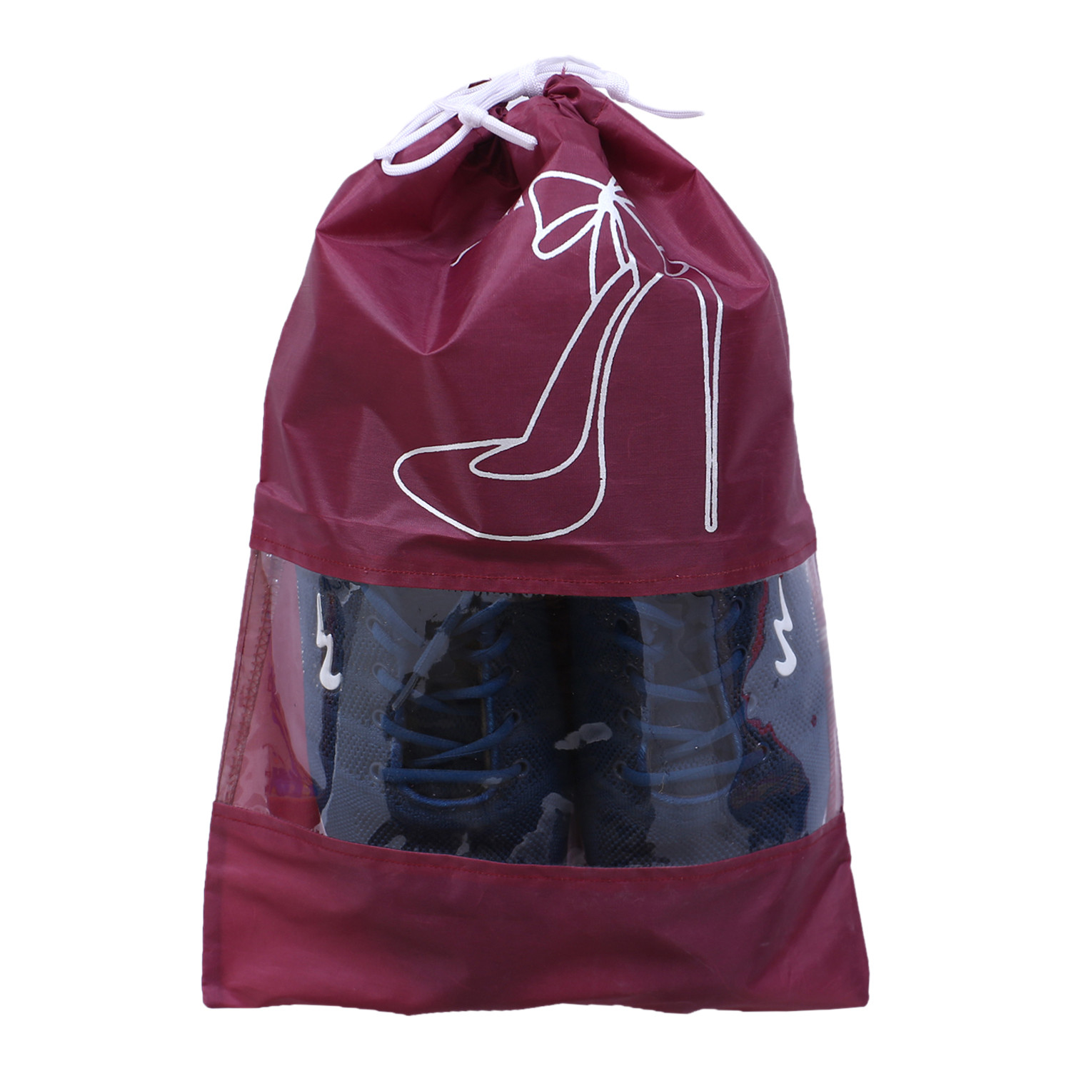 Kuber Industries Parachute Shoe Bag|Water Resistant & Dust Proof Drawstring Organizer|Shoe Storage Bag for Home, Travelling (Maroon)