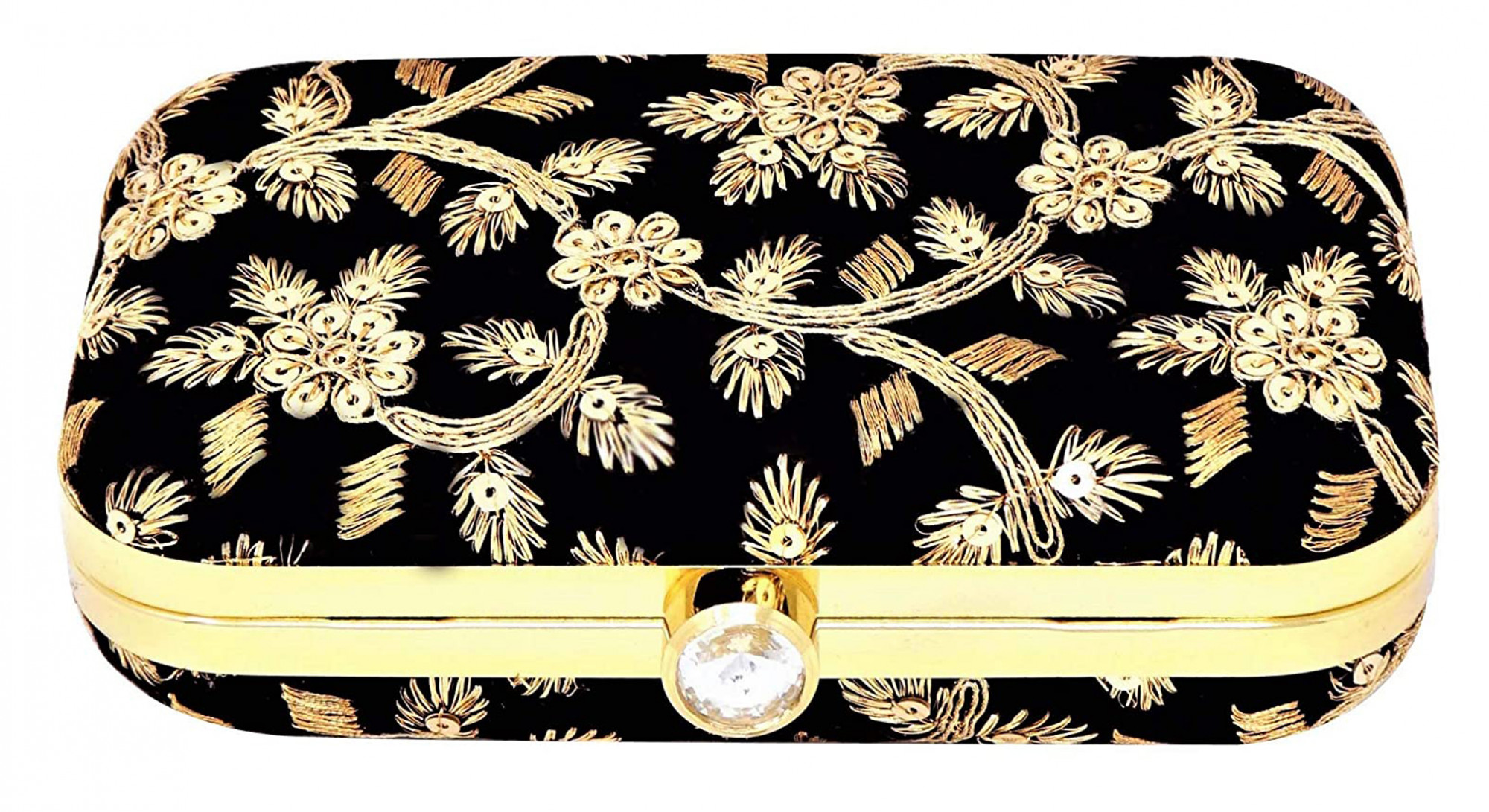 Kuber Industries Party Wear Clutch Bag Purse Handbag For Bridal, Casual, Party, Wedding (Black)-KUBMRT11856