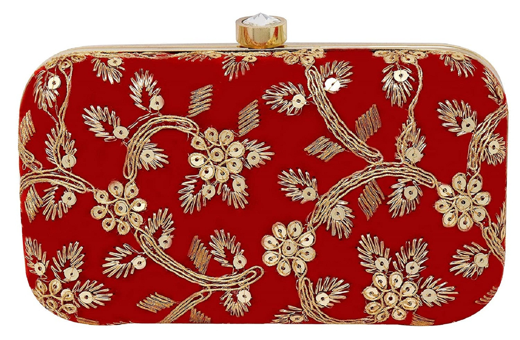 Kuber Industries Party Wear Clutch Bag Purse Handbag For Bridal, Casual, Party, Wedding (Maroon)-KUBMRT11868