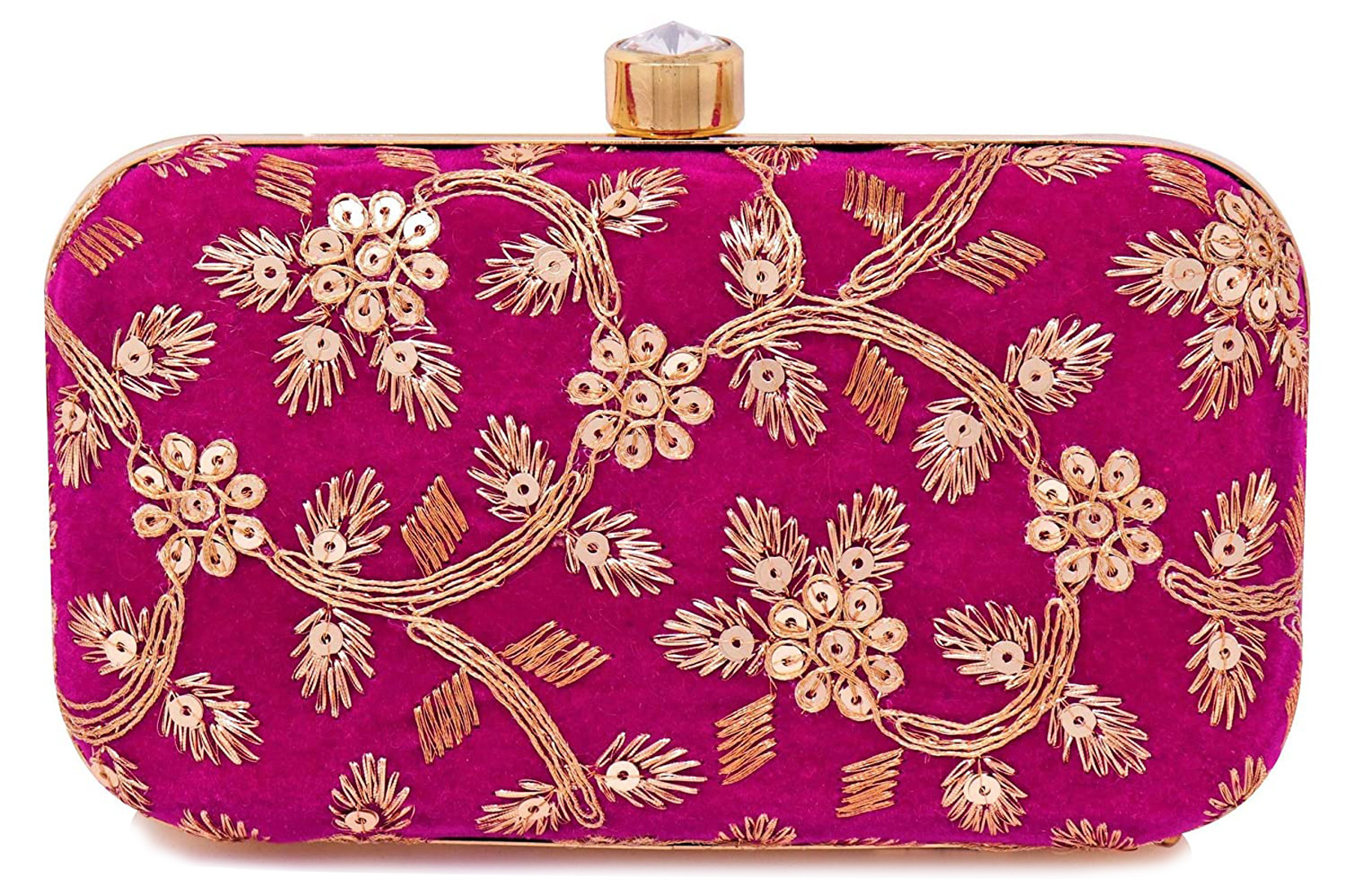 Kuber Industries Party Wear Clutch Bag Purse Handbag For Bridal, Casual, Party, Wedding (Pink)-KUBMRT11860