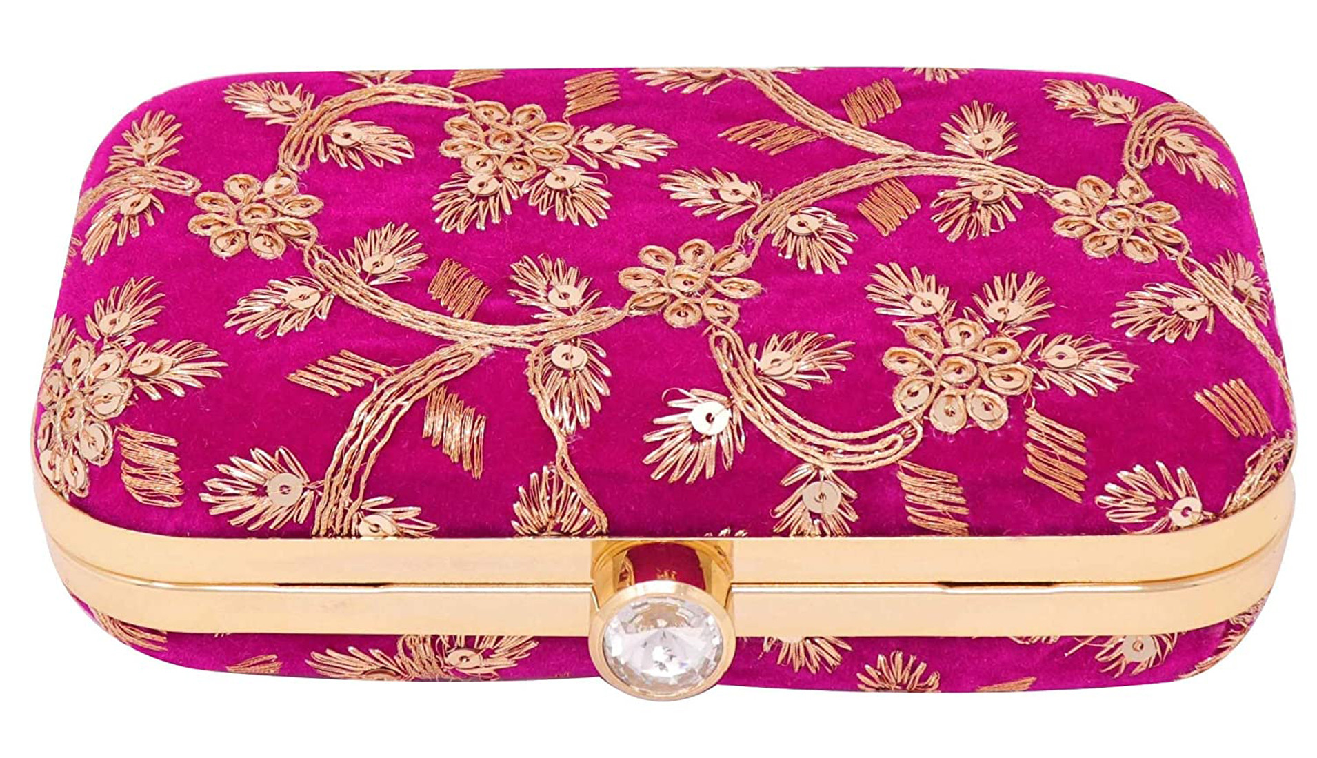 Kuber Industries Party Wear Clutch Bag Purse Handbag For Bridal, Casual, Party, Wedding (Pink)-KUBMRT11860