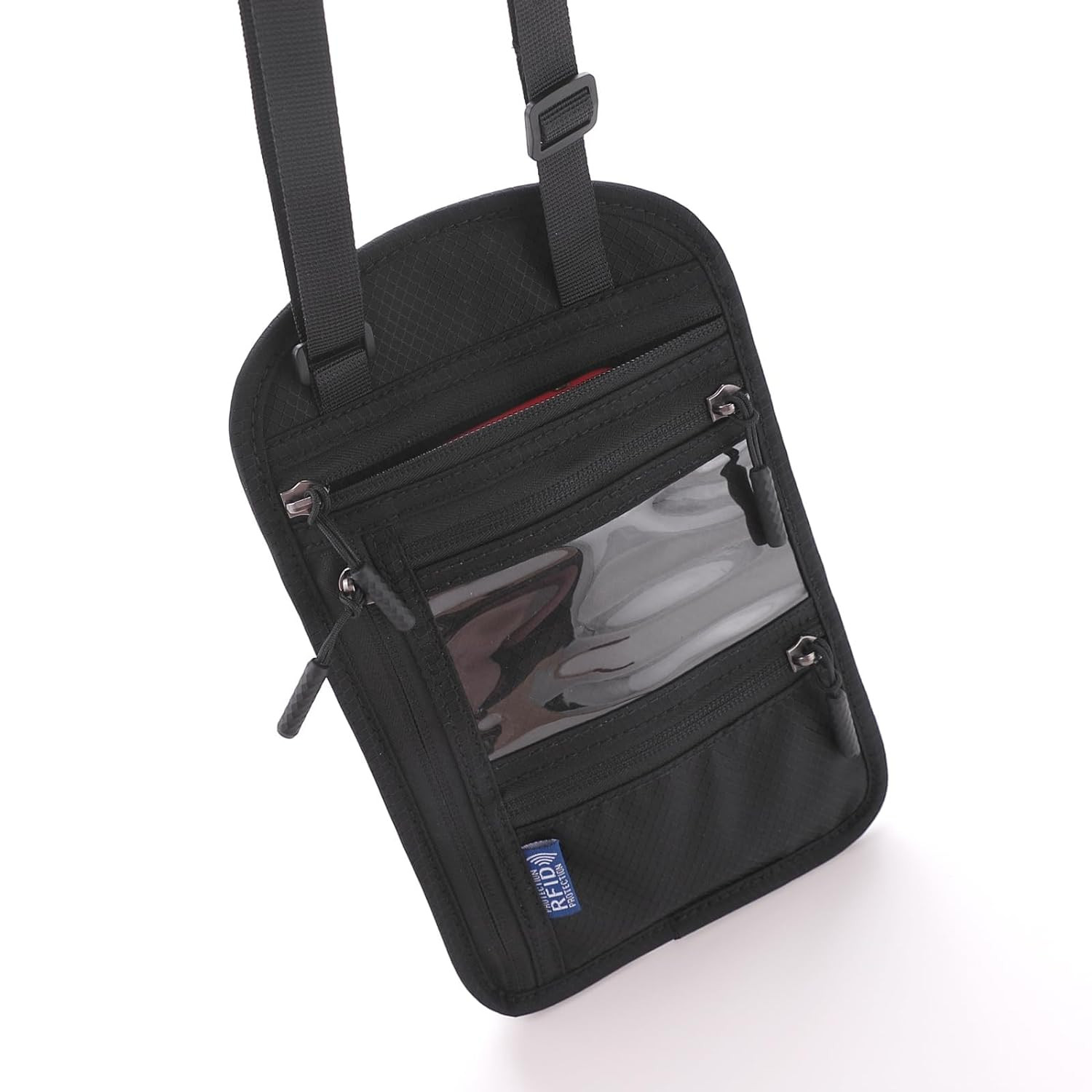 Kuber Industries Paspport Holder for Men & Women|Multifunction Passport Cover Bag|Nylon Passport Pouch for Luggage (Black)