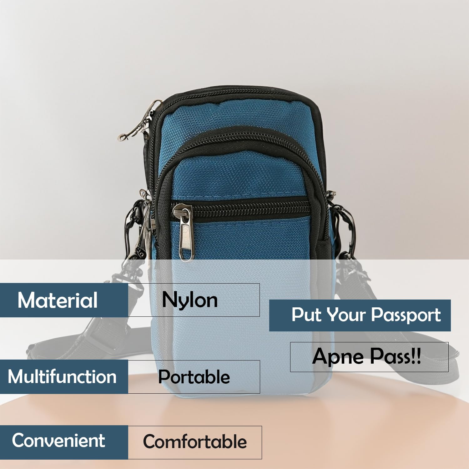 Kuber Industries Paspport Holder for Men & Women|Multifunction Passport Cover Bag|Nylon Passport Pouch for Luggage (Blue)