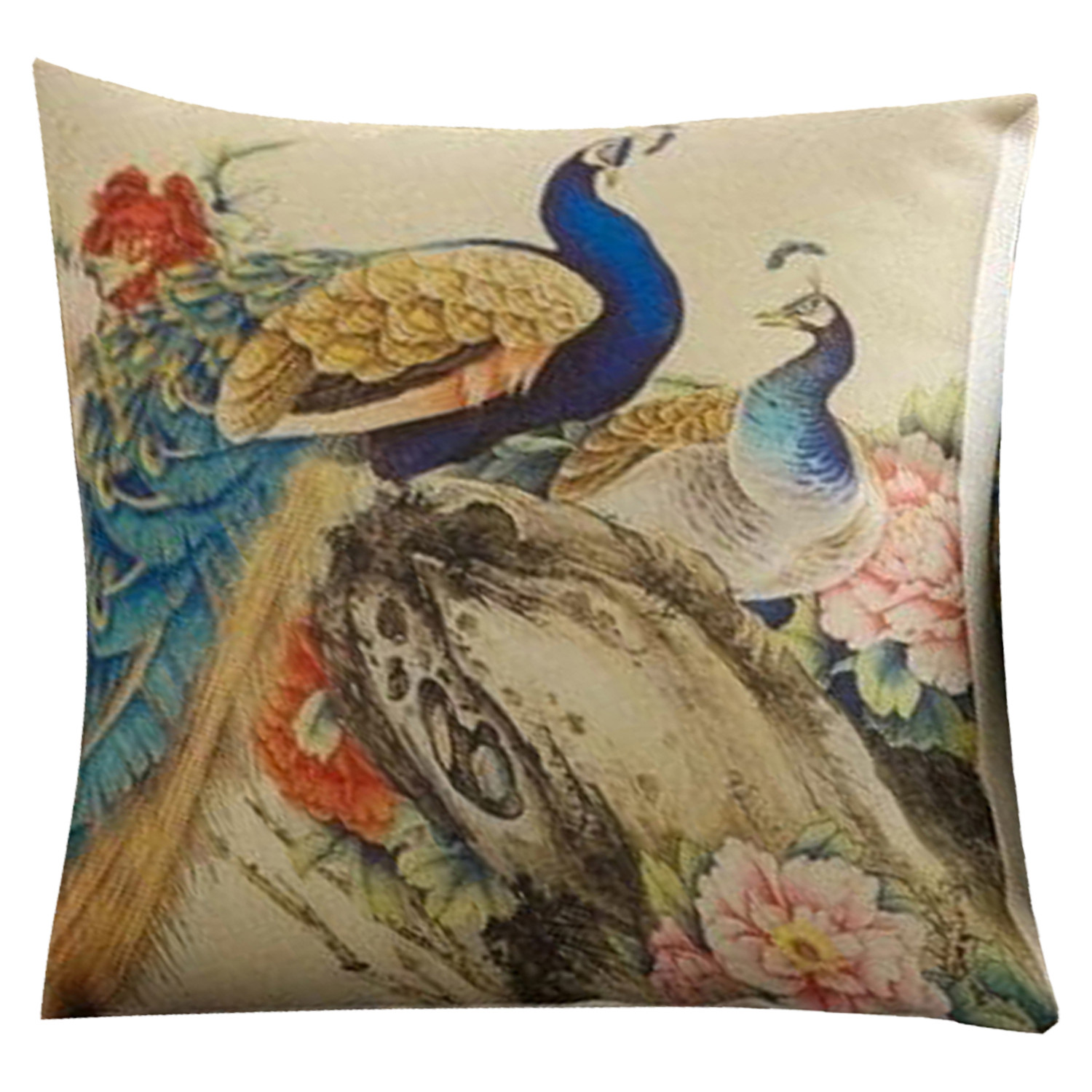 Kuber Industries Peacock Print Cushion Cover|Ractangle Cushion Covers|Sofa Cushion Covers|Cushion Covers 16 inch x 16 inch|Cushion Cover Set of 5 (Multicolor)
