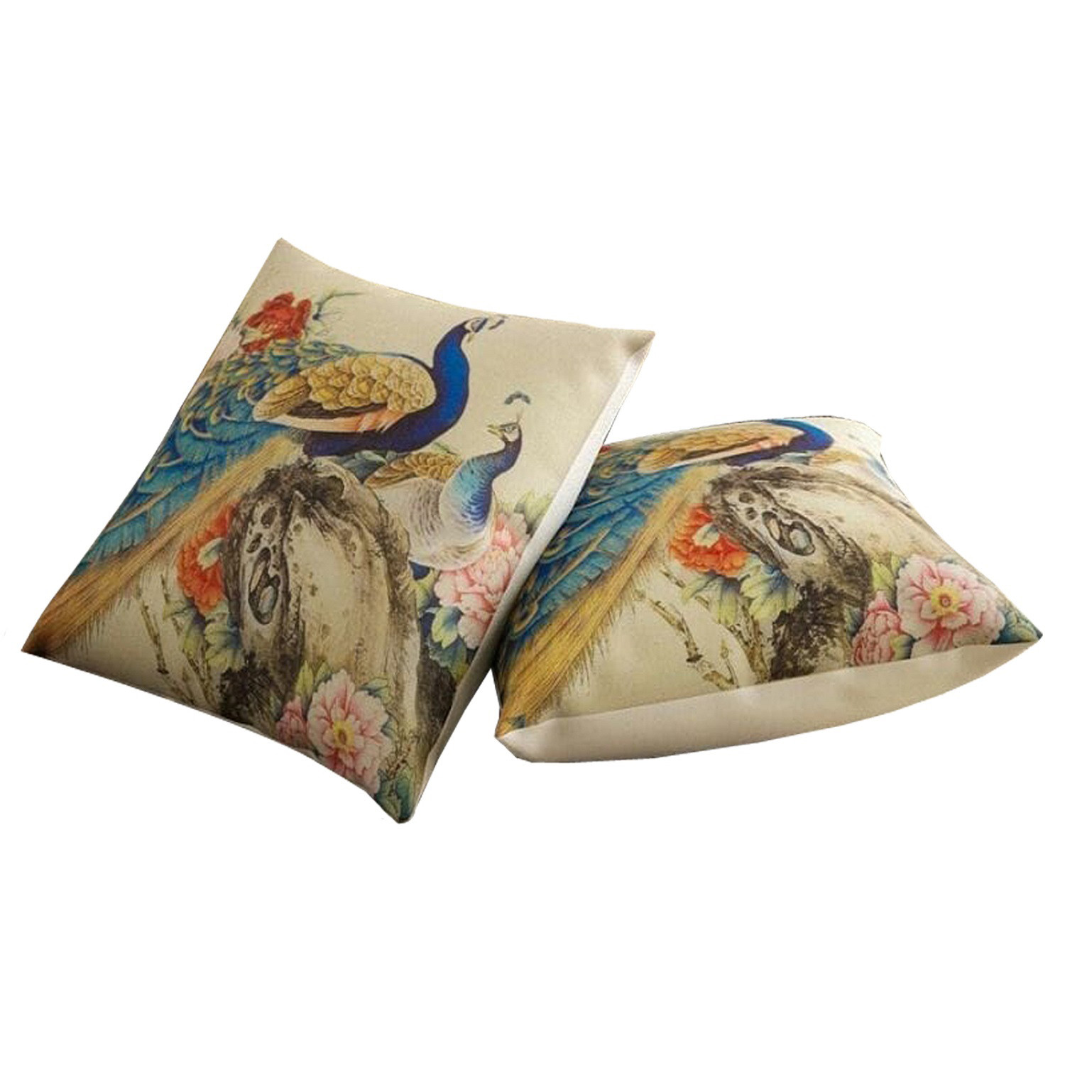 Kuber Industries Peacock Print Cushion Cover|Ractangle Cushion Covers|Sofa Cushion Covers|Cushion Covers 16 inch x 16 inch|Cushion Cover Set of 5 (Multicolor)