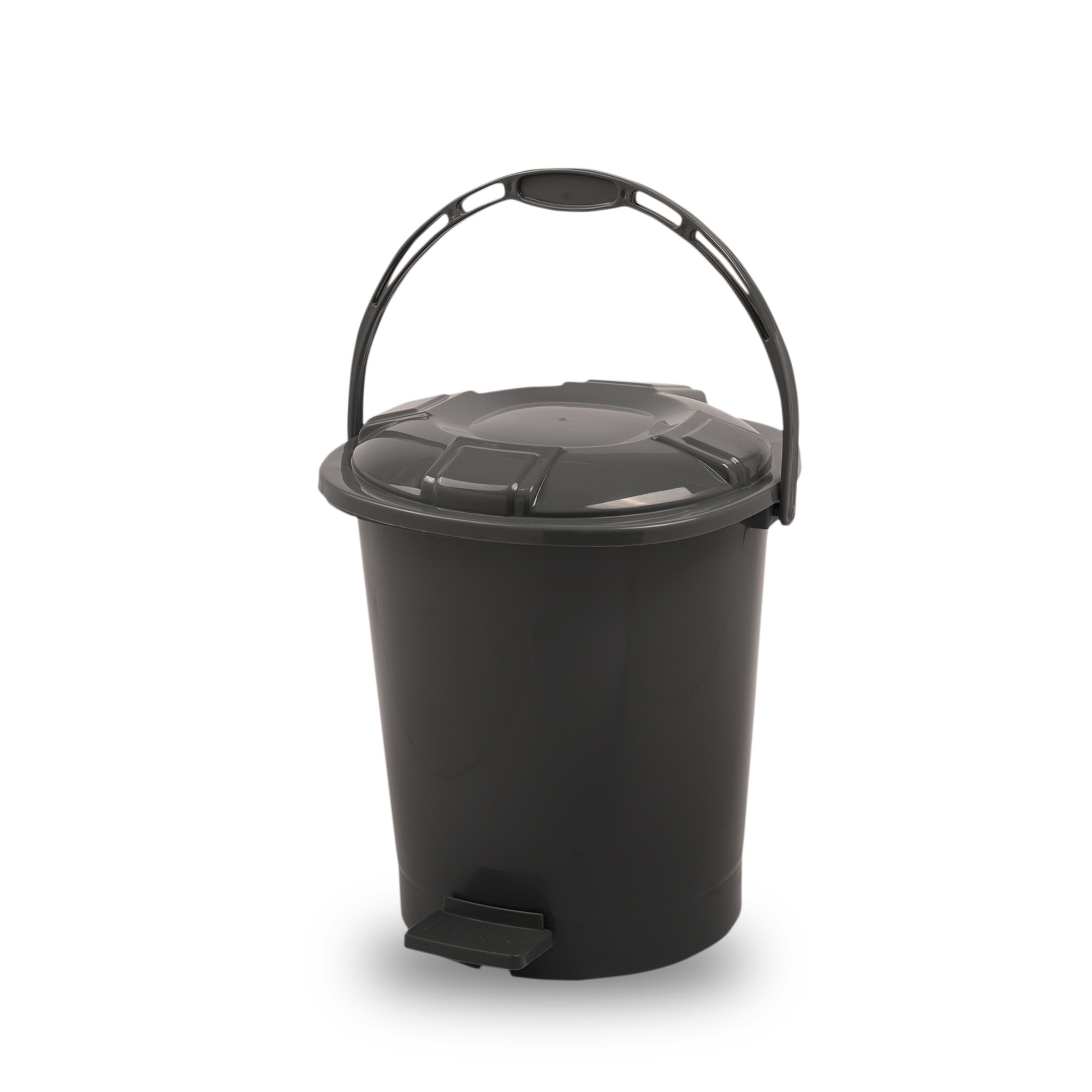 Kuber Industries Pedal Dustbin  10 Liter  Dustbin with Lid  Garbage Waste Bin with Handle  Dustbin for Kitchen-Bathroom  Wet  Dry Waste Bin  505 Check Dhakan Trash Can  Grey