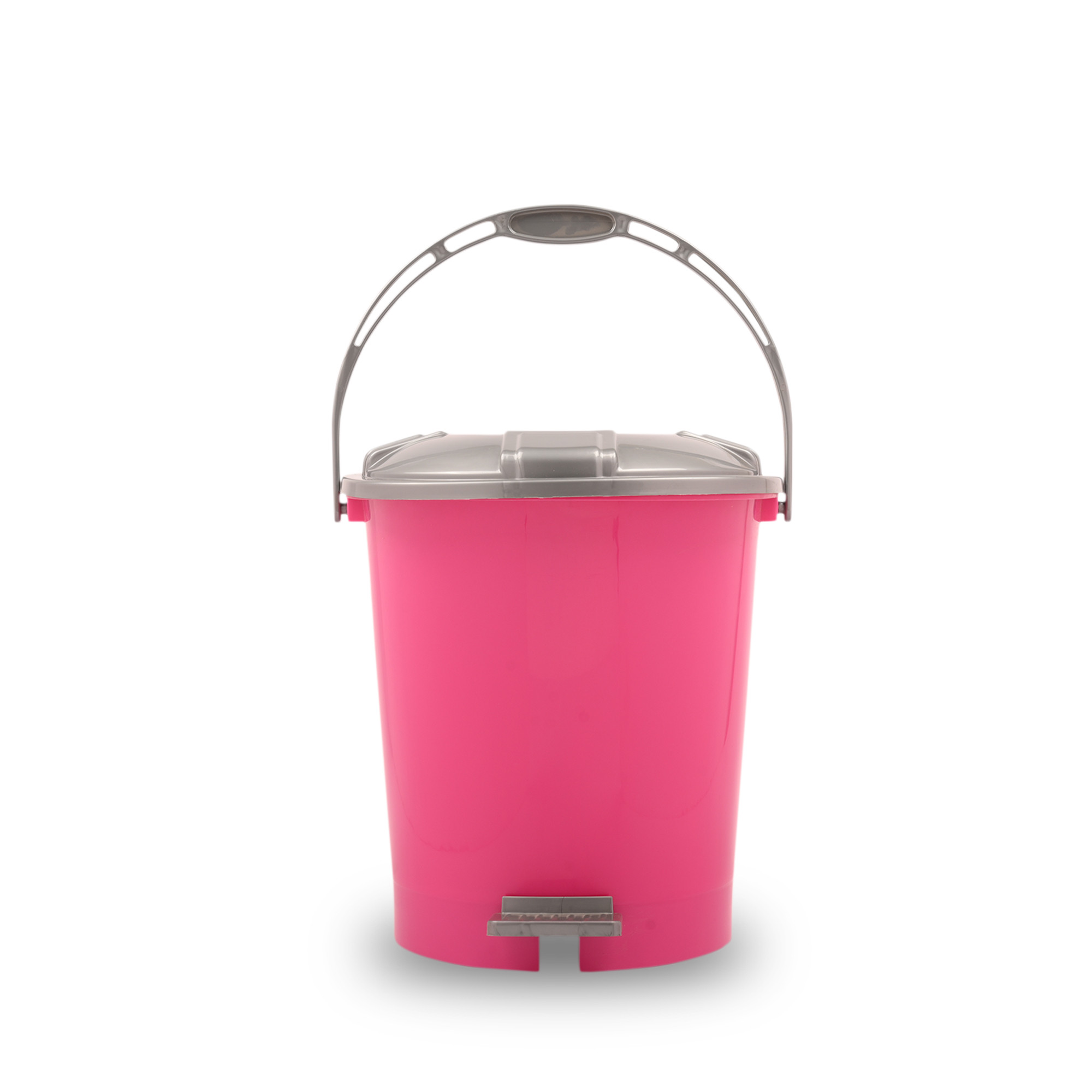 Kuber Industries Pedal Dustbin  10 Liter  Dustbin with Lid  Garbage Waste Bin with Handle  Dustbin for Kitchen-Bathroom  Wet  Dry Waste Bin  Grey Check Dhakan Trash Can  Pink