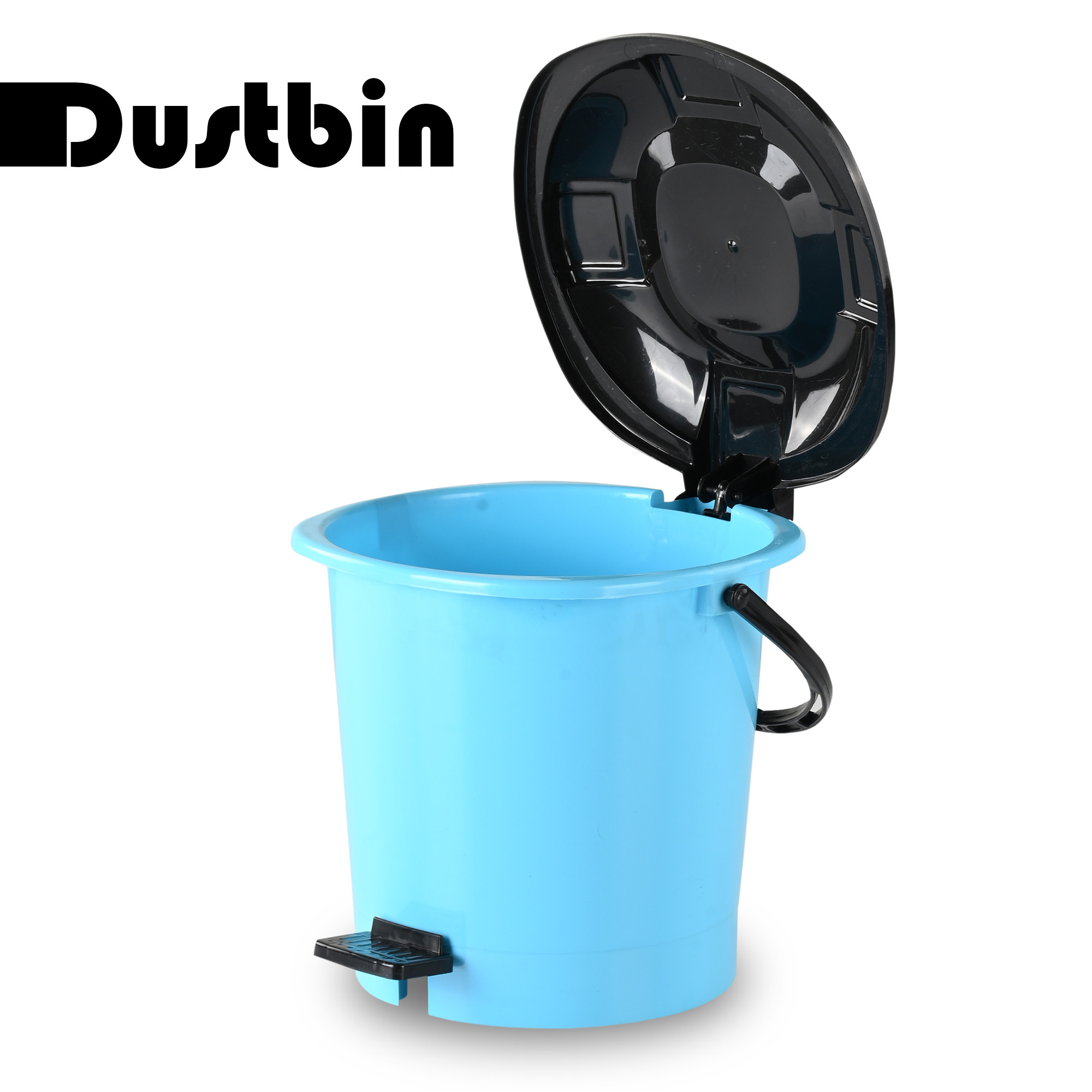 Kuber Industries Pedal Dustbin  7 LTR  Dustbin with Lid  Garbage Bin with Handle  Dustbin for Kitchen Bathroom office  Wet  Dry Waste Bin  Black Dhakkan Trash Can  Aqua Blue