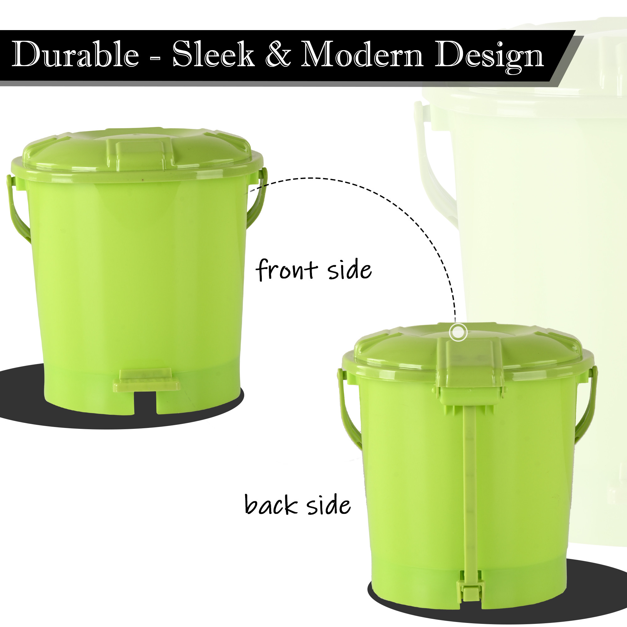 Kuber Industries Pedal Dustbin  7 LTR  Dustbin with Lid  Garbage Bin with Handle  Dustbin for Kitchen Bathroom office  Wet  Dry Pedal Waste Bin  Trash Can  Green