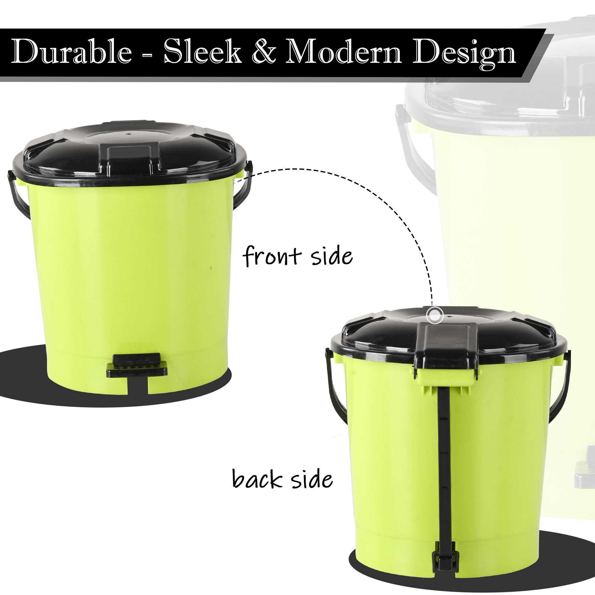Kuber Industries Pedal Dustbin  7 LTR  Dustbin with Lid  Garbage Bin with Handle  Dustbin for Kitchen Bathroom office  Wet  Dry Waste Bin  Black Dhakkan Trash Can  Pear Green