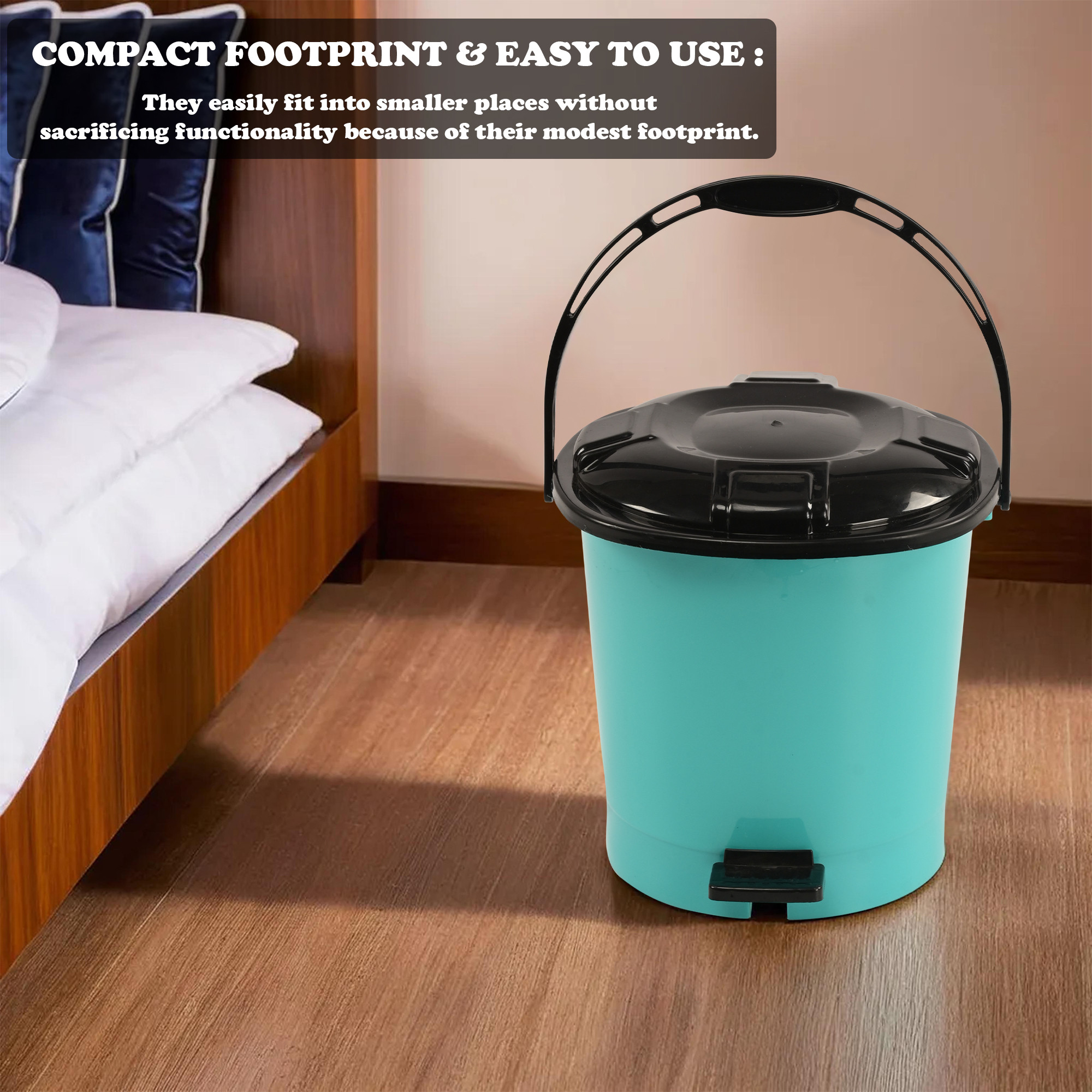 Kuber Industries Pedal Dustbin  Dustbin for Bathroom  Kitchen 5 Liter Waste Basket  Trash Can for Home Office  404 Black Dhakan  Mint Green