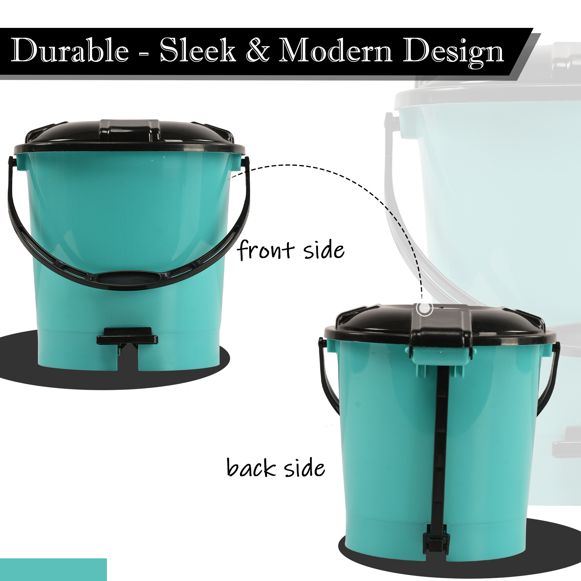 Kuber Industries Pedal Dustbin  Dustbin for Bathroom  Kitchen 5 Liter Waste Basket  Trash Can for Home Office  404 Black Dhakan  Mint Green