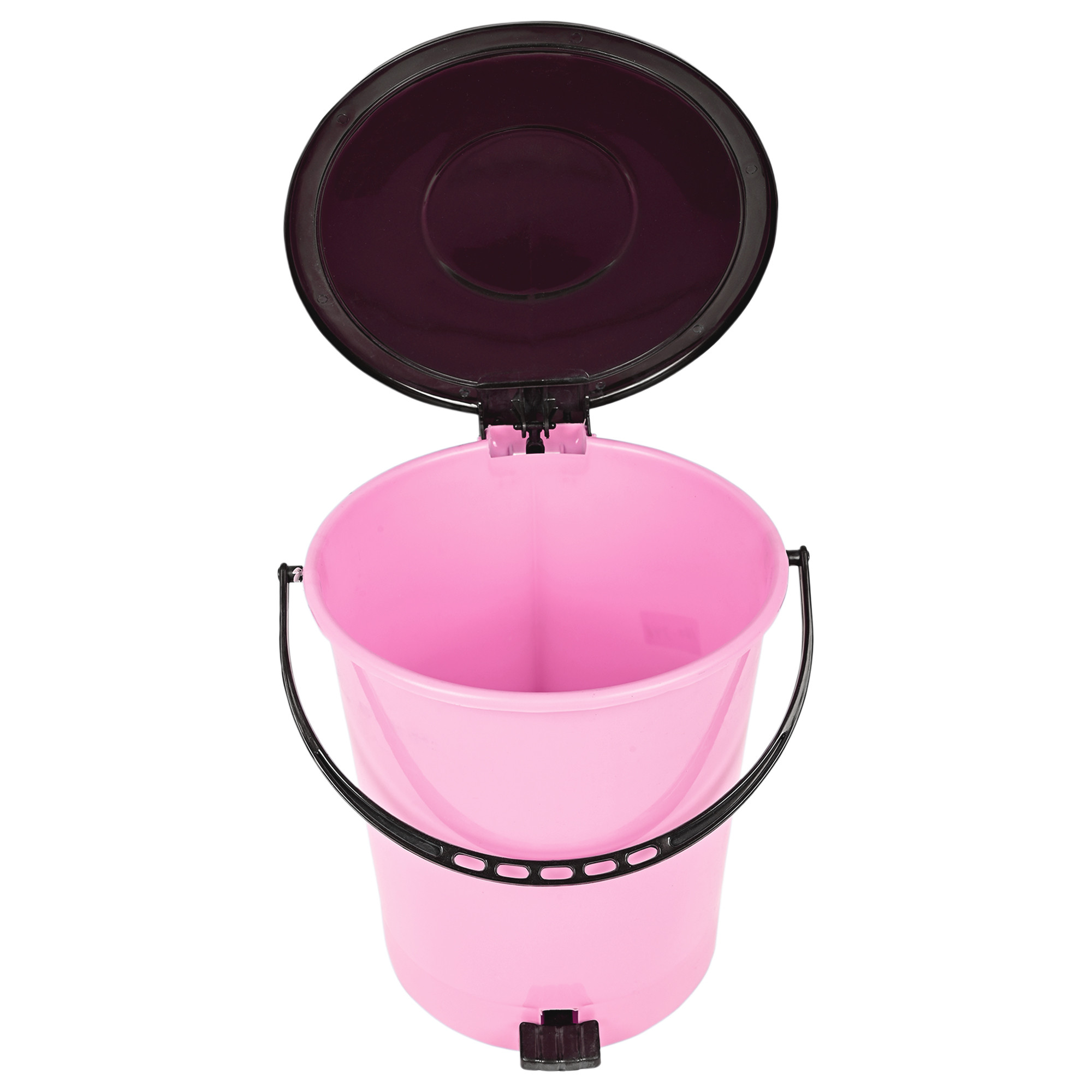 Kuber Industries Pedal Dustbin  Dustbin with Lid  Garbage Bin with Handle  Dustbin for Kitchen-Bathroom  Wet  Dry Waste Bin  Black Dhakkan Trash Can  10 LTR  Pink