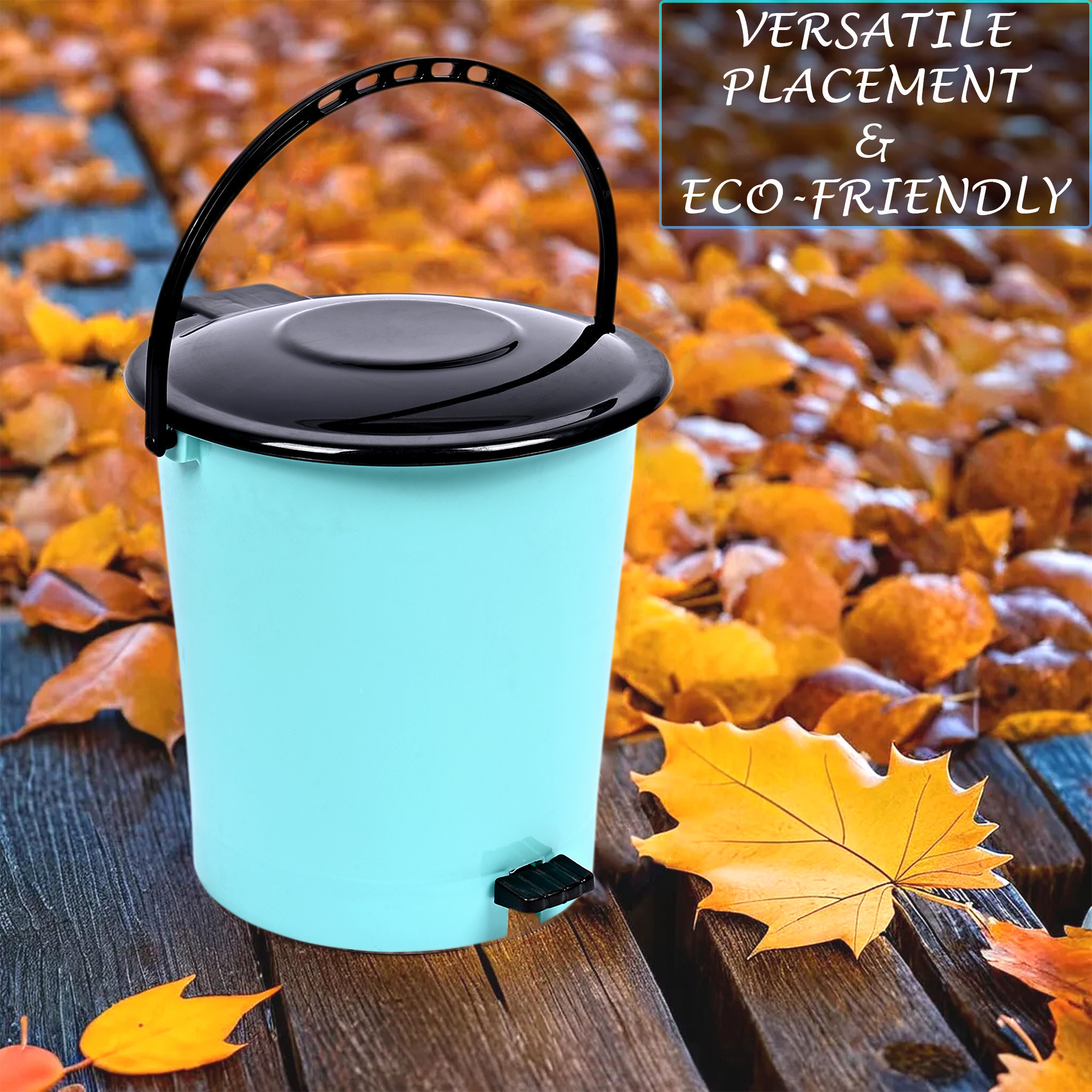 Kuber Industries Pedal Dustbin  Dustbin with Lid  Garbage Bin with Handle  Dustbin for Kitchen-Bathroom  Wet  Dry Waste Bin  Black Dhakkan Trash Can  10 LTR  Green