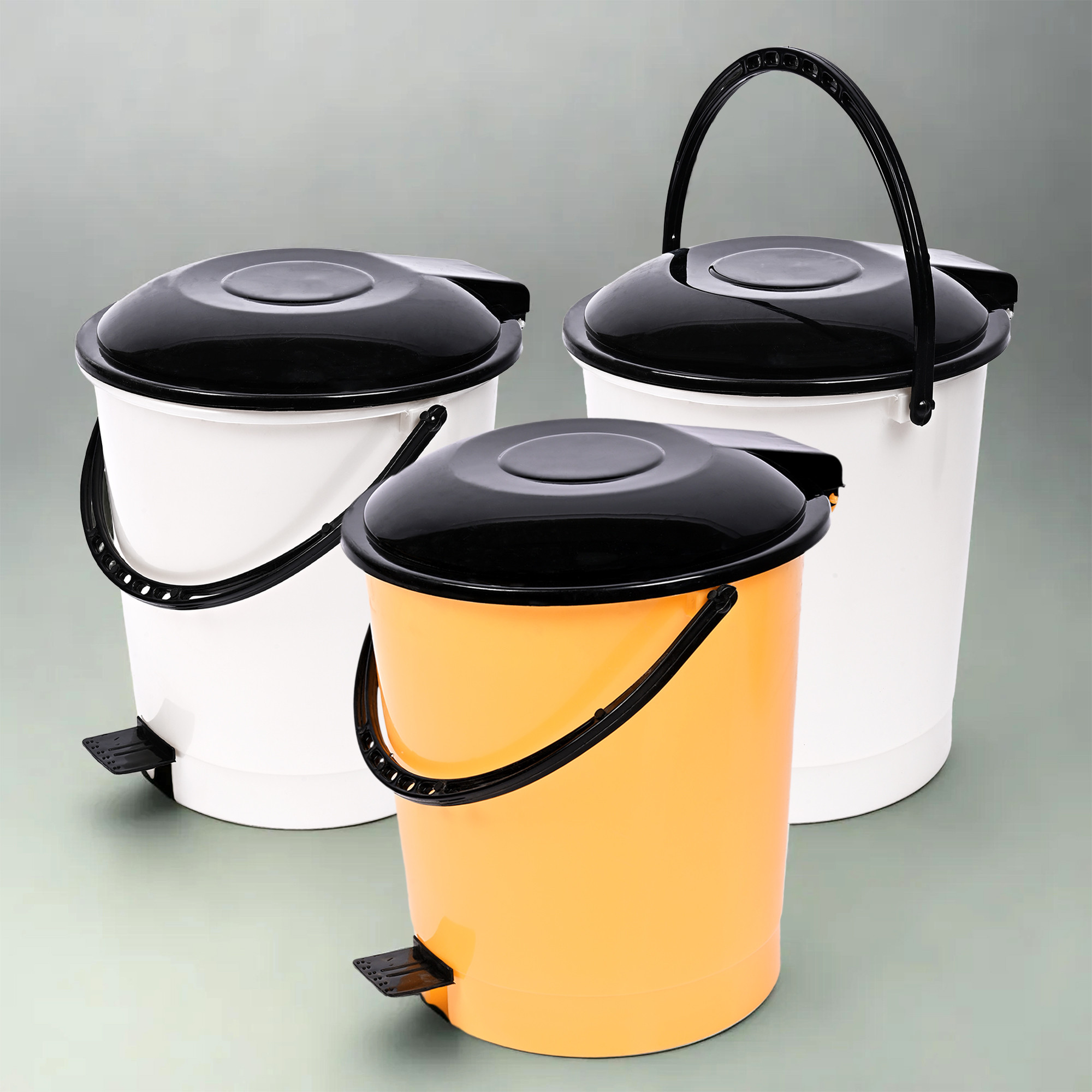 Kuber Industries Pedal Dustbin | Dustbin with Lid | Garbage Bin with Handle | Dustbin for Kitchen-Bathroom | Wet & Dry Waste Bin | Black Dhakkan Trash Can | 10 LTR | Multicolor