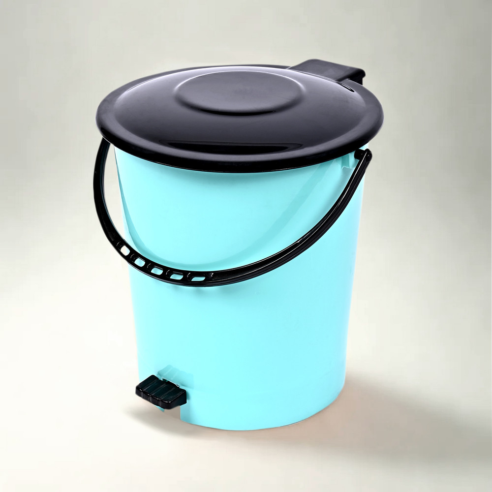Kuber Industries Pedal Dustbin | Dustbin with Lid | Garbage Bin with Handle | Dustbin for Kitchen-Bathroom | Wet &amp; Dry Waste Bin | Black Dhakkan Trash Can | 10 LTR | Green