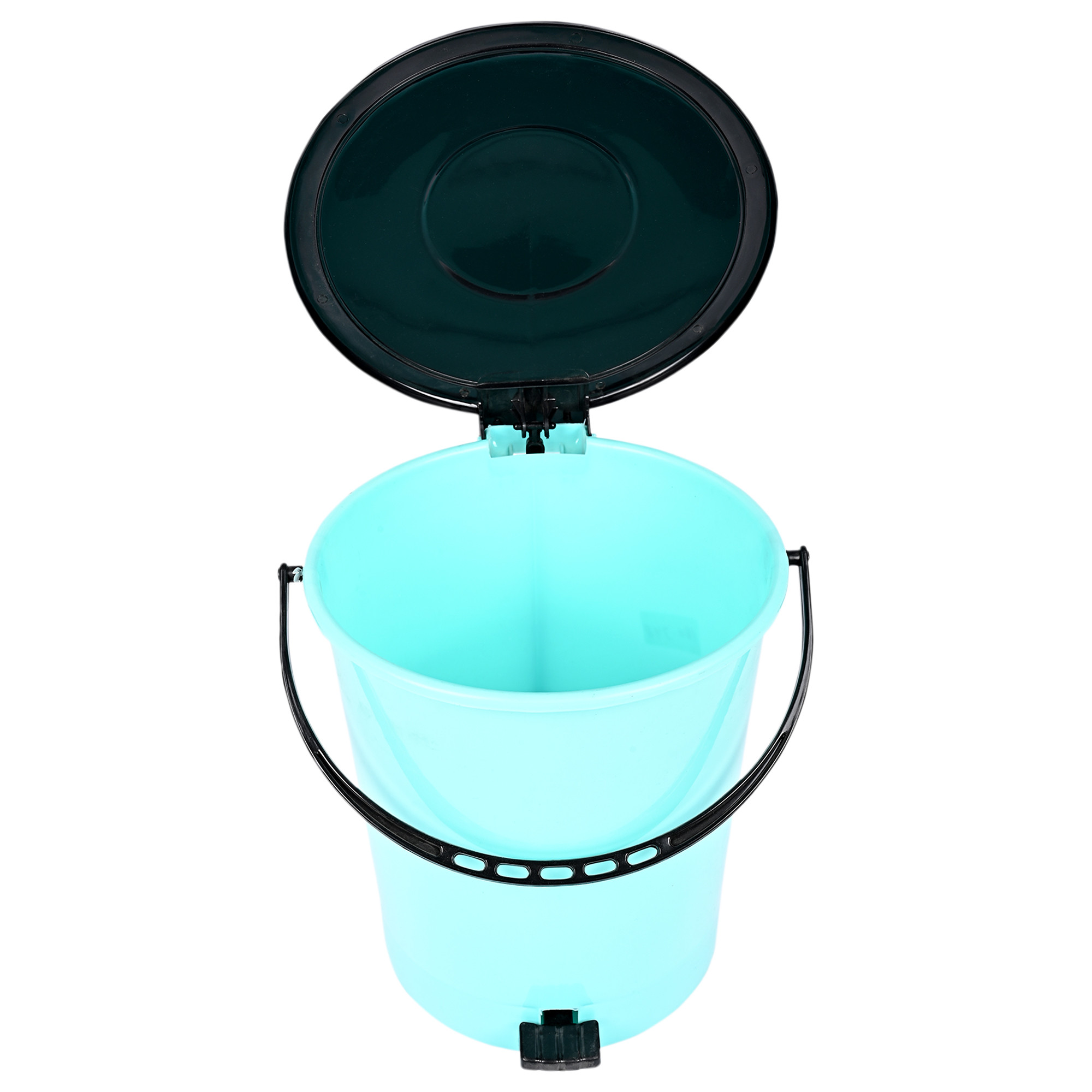 Kuber Industries Pedal Dustbin | Dustbin with Lid | Garbage Bin with Handle | Dustbin for Kitchen-Bathroom | Wet & Dry Waste Bin | Black Dhakkan Trash Can | 10 LTR | Green