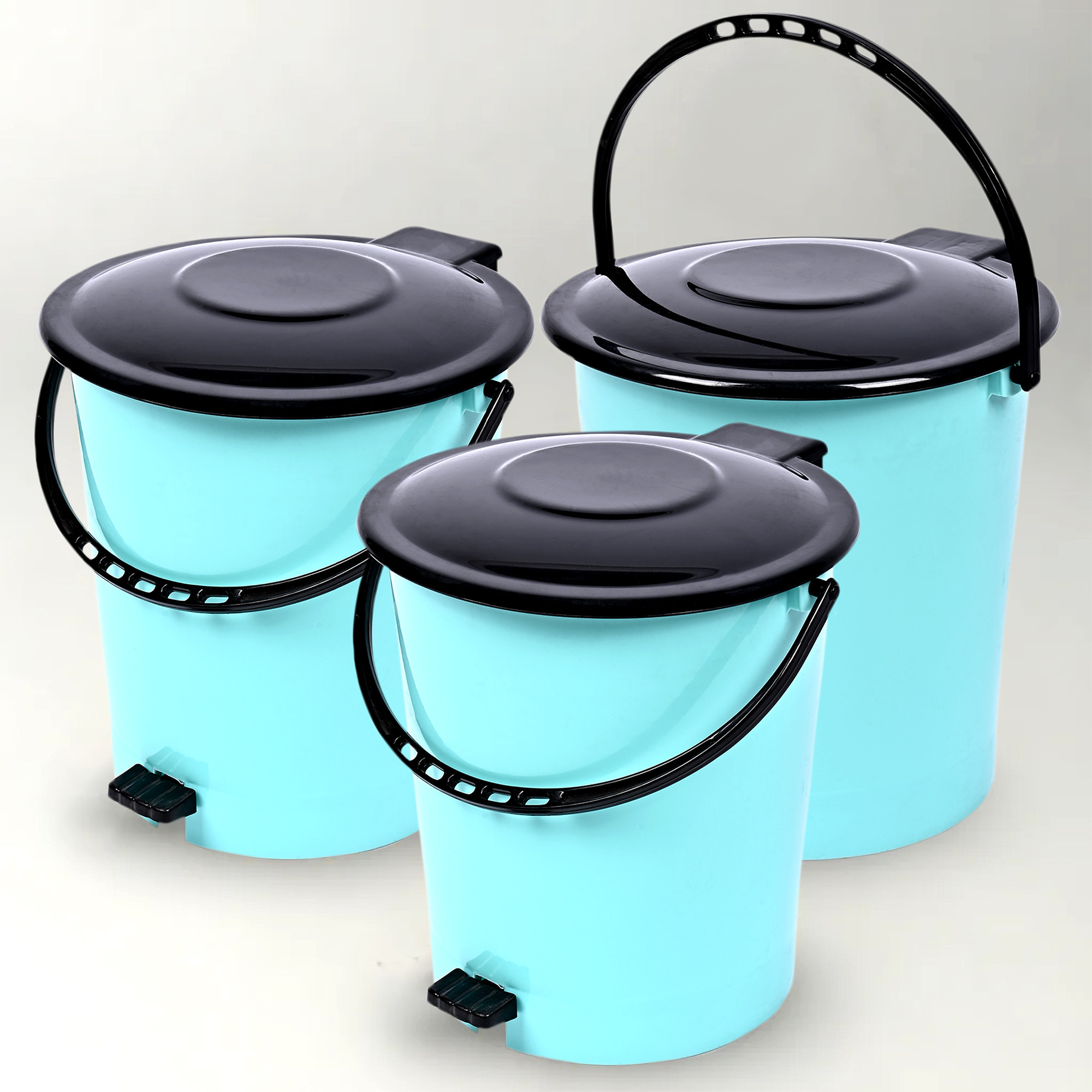 Kuber Industries Pedal Dustbin | Dustbin with Lid | Garbage Bin with Handle | Dustbin for Kitchen-Bathroom | Wet & Dry Waste Bin | Black Dhakkan Trash Can | 10 LTR | Green