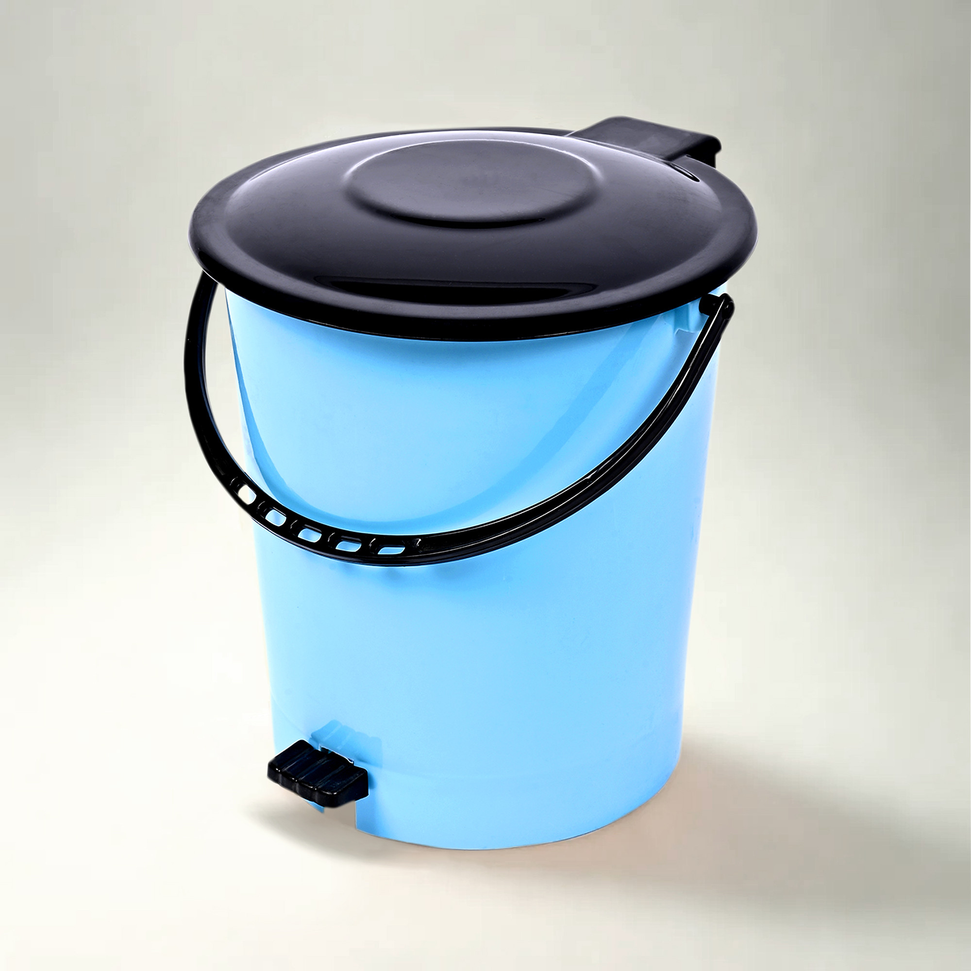Kuber Industries Pedal Dustbin | Dustbin with Lid | Garbage Bin with Handle | Dustbin for Kitchen-Bathroom | Wet & Dry Waste Bin | Black Dhakkan Trash Can | 10 LTR | Blue