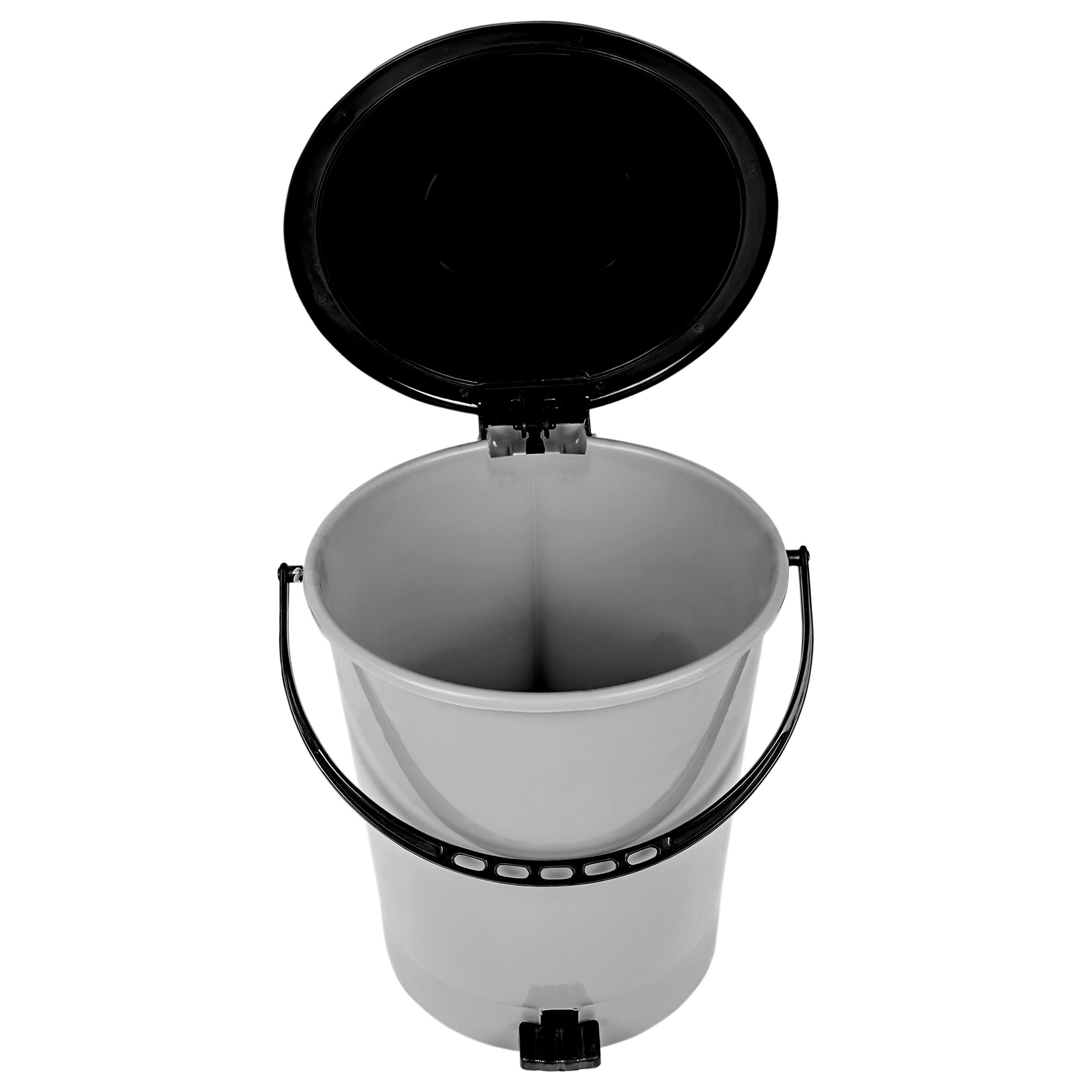 Kuber Industries Pedal Dustbin | Dustbin with Lid | Garbage Bin with Handle | Dustbin for Kitchen-Bathroom | Wet & Dry Waste Bin | Black Dhakkan Trash Can | 10 LTR | Gray
