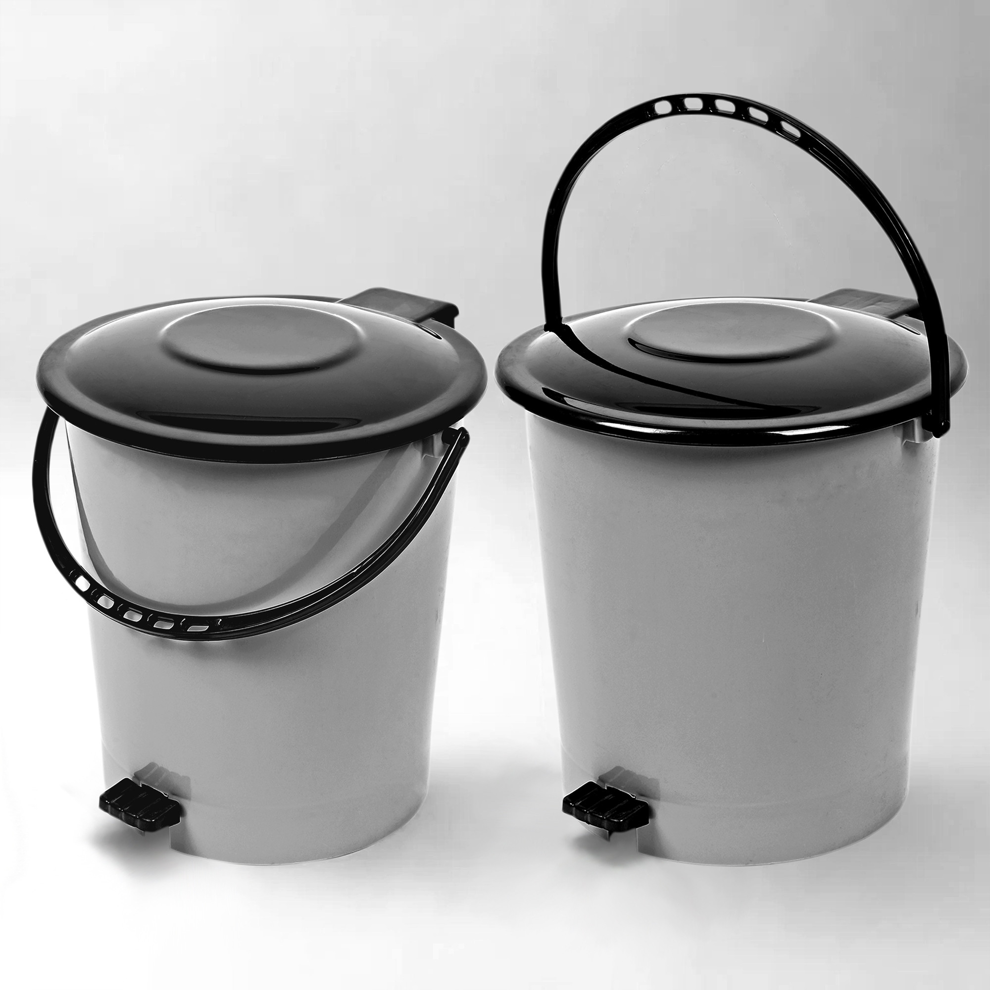 Kuber Industries Pedal Dustbin | Dustbin with Lid | Garbage Bin with Handle | Dustbin for Kitchen-Bathroom | Wet & Dry Waste Bin | Black Dhakkan Trash Can | 10 LTR | Gray