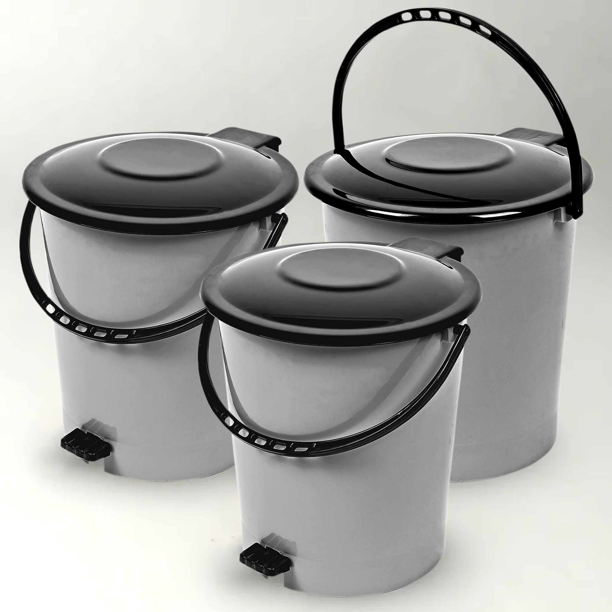 Kuber Industries Pedal Dustbin | Dustbin with Lid | Garbage Bin with Handle | Dustbin for Kitchen-Bathroom | Wet & Dry Waste Bin | Black Dhakkan Trash Can | 10 LTR | Gray