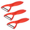 Kuber Industries Peeler|Plastic Vegetable Peeler|Fruit Peeler|Non-Slip Handle|Steel Sharp Straight Blade|Y Shaped Peeler|Kitchen Peeler|Pack of 3 (Red)