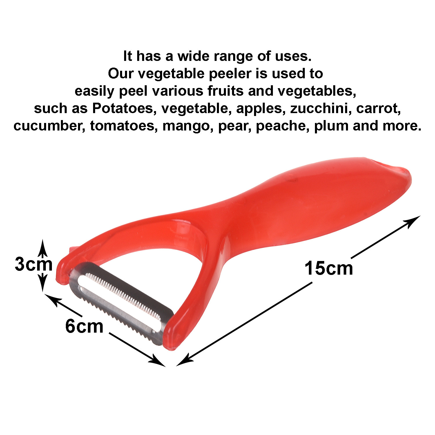 Kuber Industries Peeler|Plastic Vegetable Peeler|Fruit Peeler|Non-Slip Handle|Steel Sharp Straight Blade|Y Shaped Peeler|Kitchen Peeler|Pack of 3 (Red)
