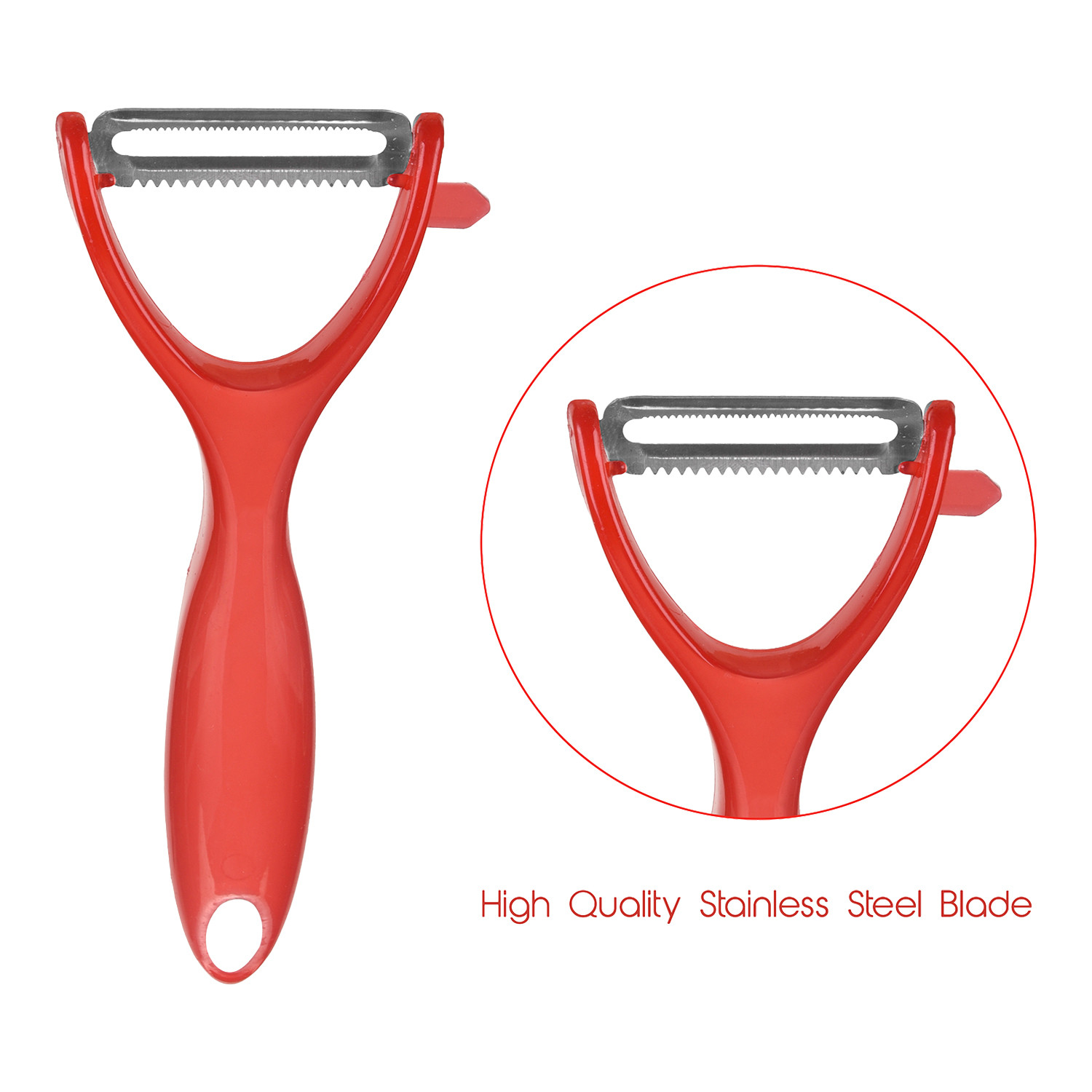 Kuber Industries Peeler|Plastic Vegetable Peeler|Fruit Peeler|Non-Slip Handle|Steel Sharp Straight Blade|Y Shaped Peeler|Kitchen Peeler|Pack of 3 (Red)