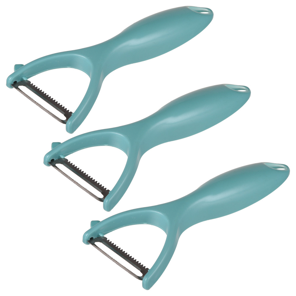 Kuber Industries Peeler|Plastic Vegetable Peeler|Fruit Peeler|Non-Slip Handle|Steel Sharp Straight Blade|Y Shaped Peeler|Kitchen Peeler|Pack of 3 (Turquoise)