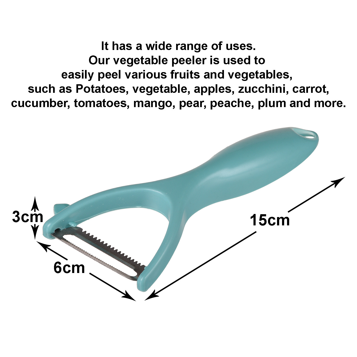 Kuber Industries Peeler|Plastic Vegetable Peeler|Fruit Peeler|Non-Slip Handle|Steel Sharp Straight Blade|Y Shaped Peeler|Kitchen Peeler|Pack of 3 (Turquoise)