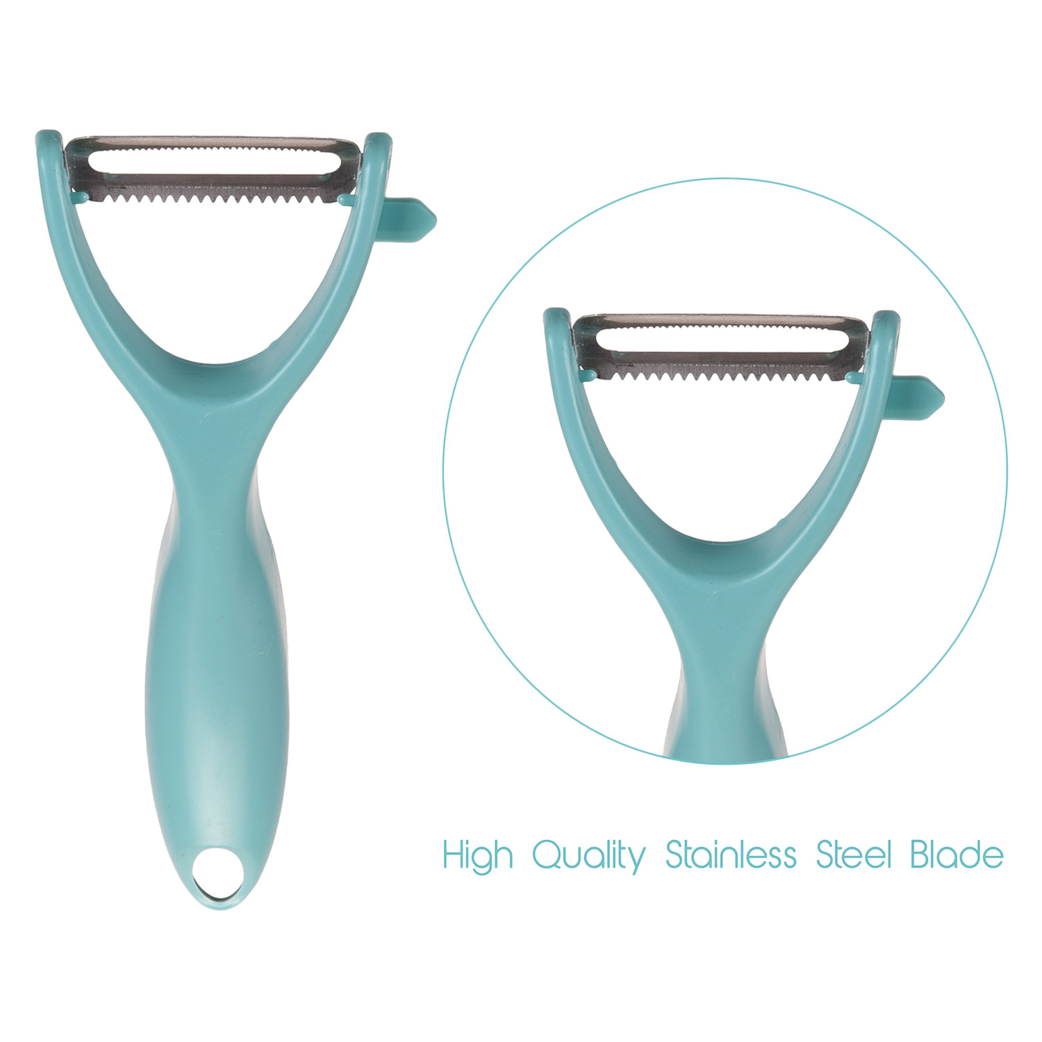Kuber Industries Peeler|Plastic Vegetable Peeler|Fruit Peeler|Non-Slip Handle|Steel Sharp Straight Blade|Y Shaped Peeler|Kitchen Peeler|Pack of 3 (Turquoise)