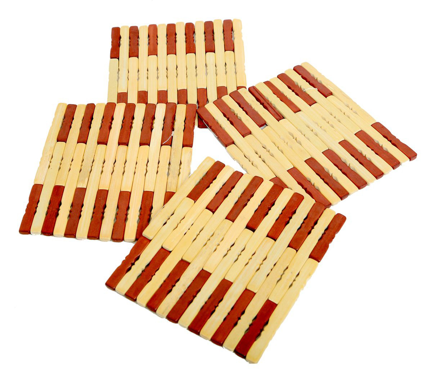 Kuber Industries Pencil Design Square Bamboo Coasters For Home Pan Pot Holder Heat Insulation Pad (Brown)