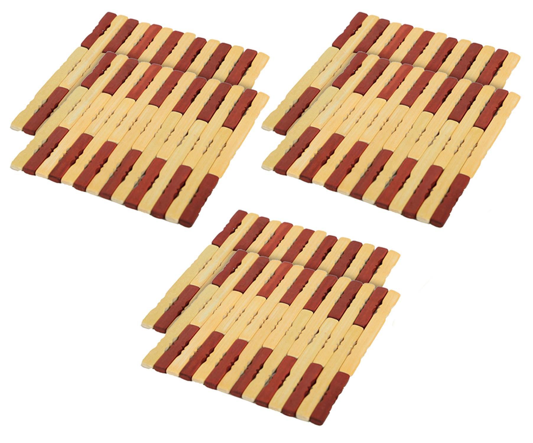 Kuber Industries Pencil Design Square Bamboo Coasters For Home Pan Pot Holder Heat Insulation Pad (Brown)