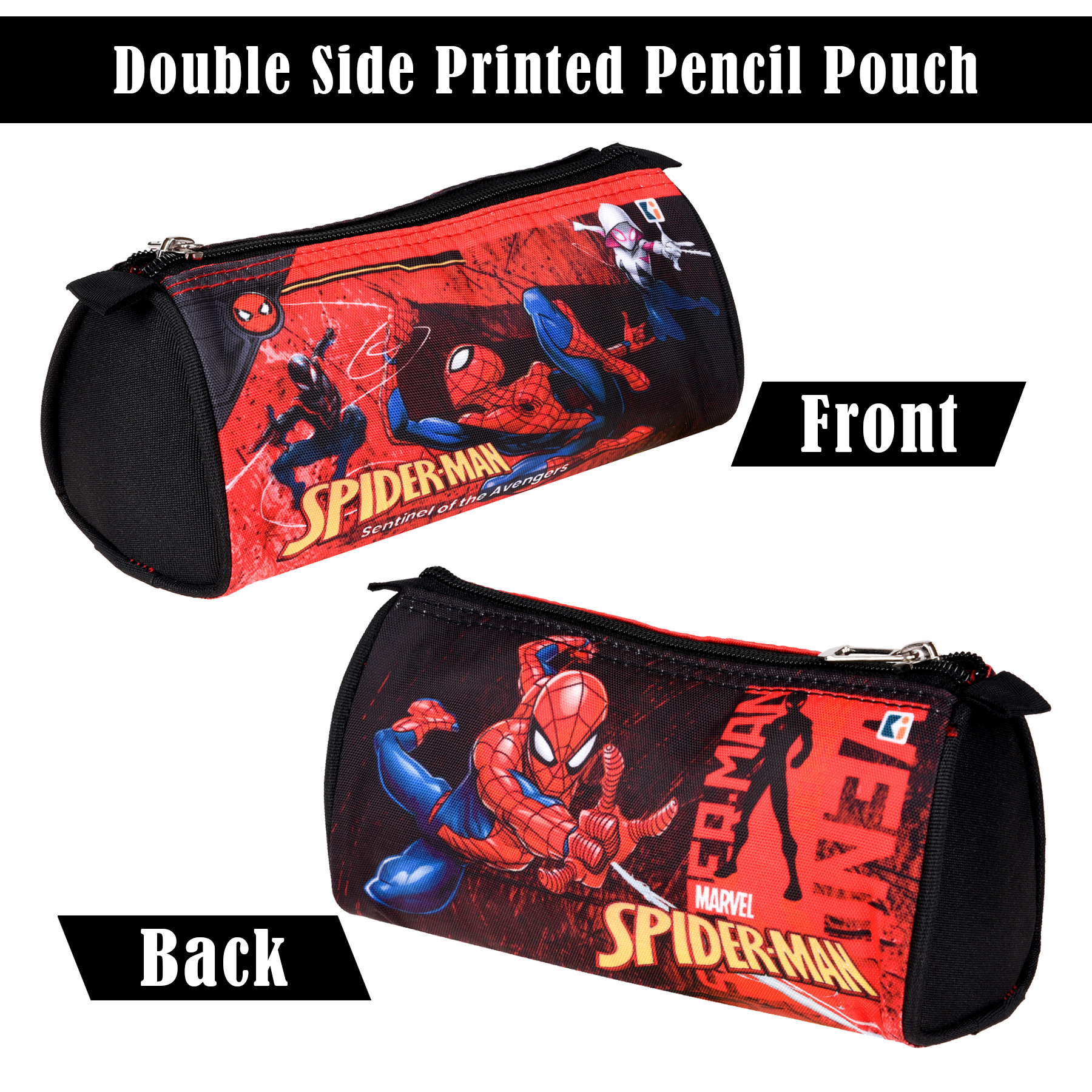 Kuber Industries Pencil Pouch  Multi-Purpose Travel Pouch  Kids Stationary Storage Bag  Pencil Utility School Pouches  Geometry Box  Marvel Spider-Man  Large  Red  Black
