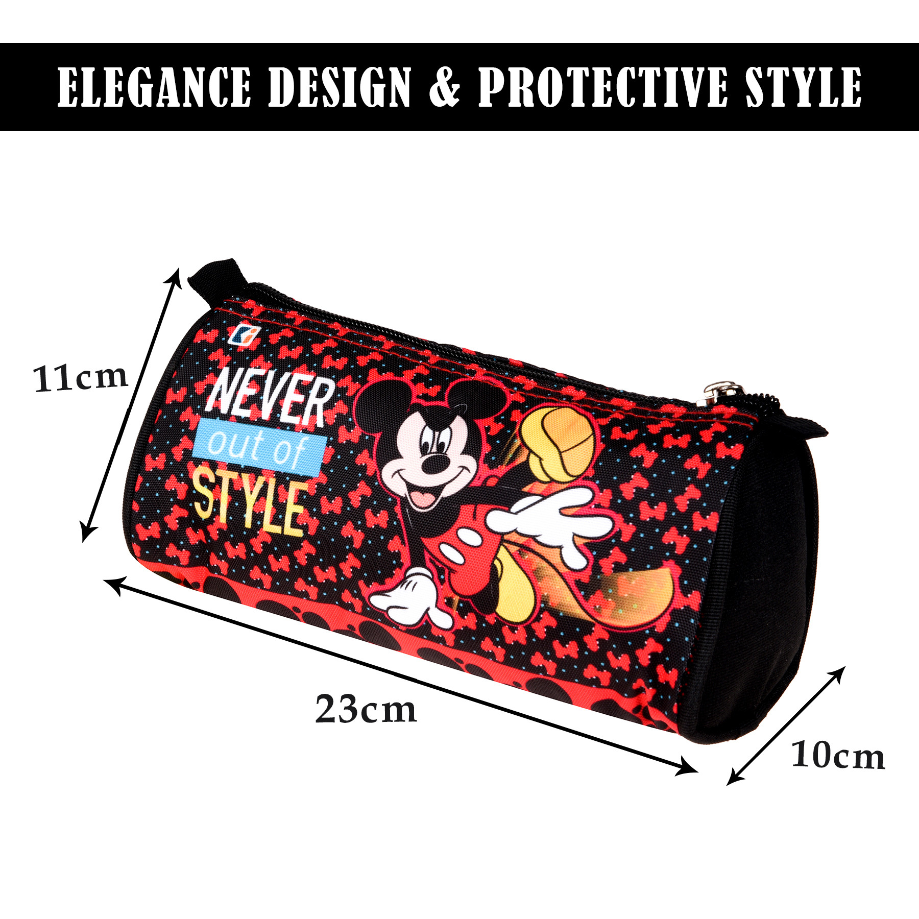 Kuber Industries Pencil Pouch | Multi-Purpose Travel Pouch | Kids Stationary Storage Bag | Pencil Utility School Pouches | Geometry Box | Disney Mickey | Large | Black