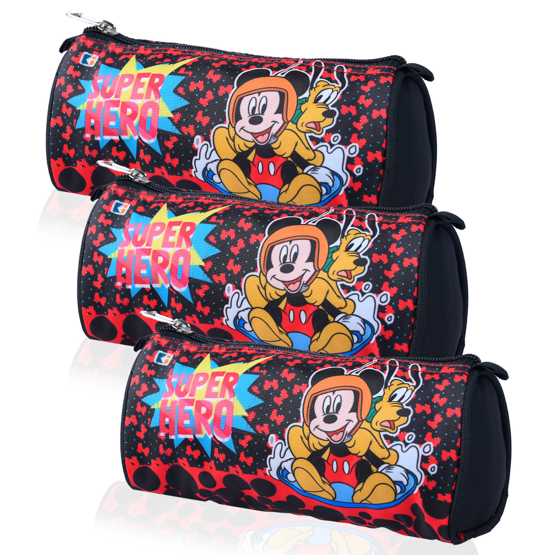Kuber Industries Pencil Pouch | Multi-Purpose Travel Pouch | Kids Stationary Storage Bag | Pencil Utility School Pouches | Geometry Box | Disney Mickey | Large | Black