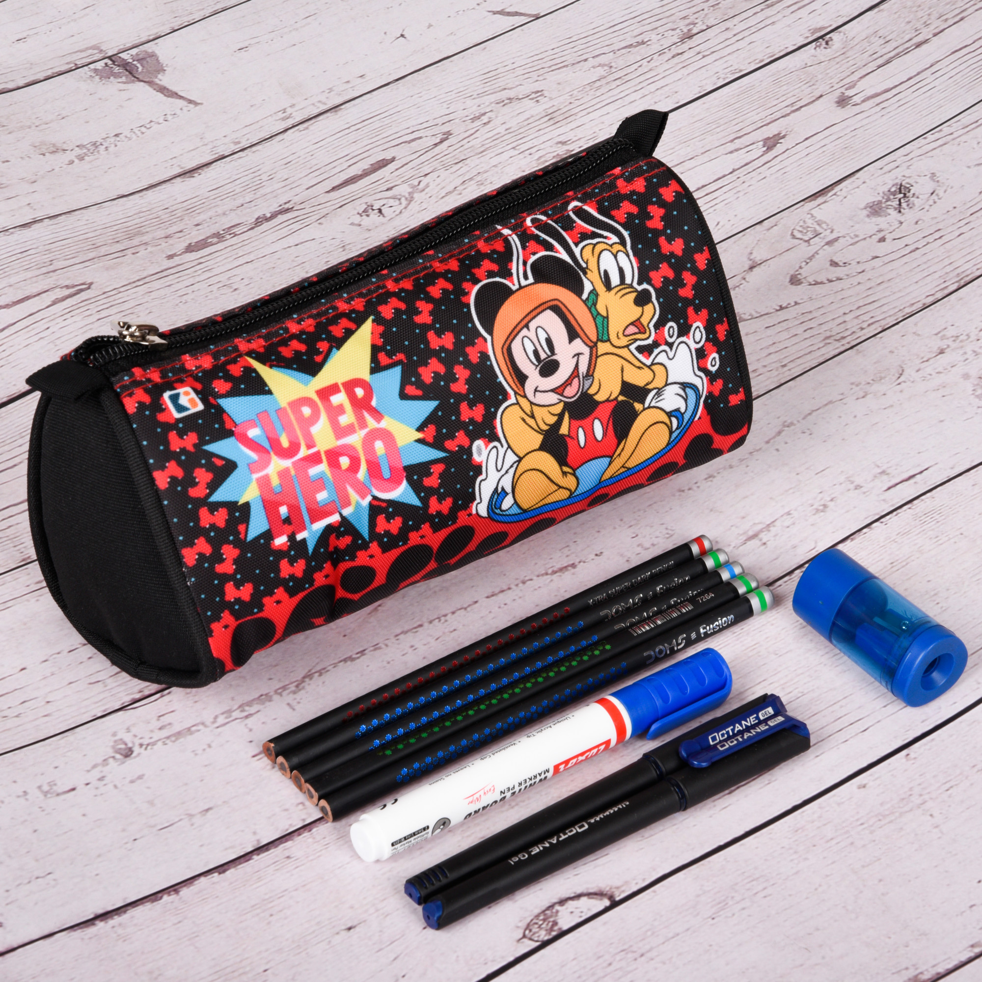 Kuber Industries Pencil Pouch | Multi-Purpose Travel Pouch | Kids Stationary Storage Bag | Pencil Utility School Pouches | Disney Geometry Box | Large | Yellow & Black