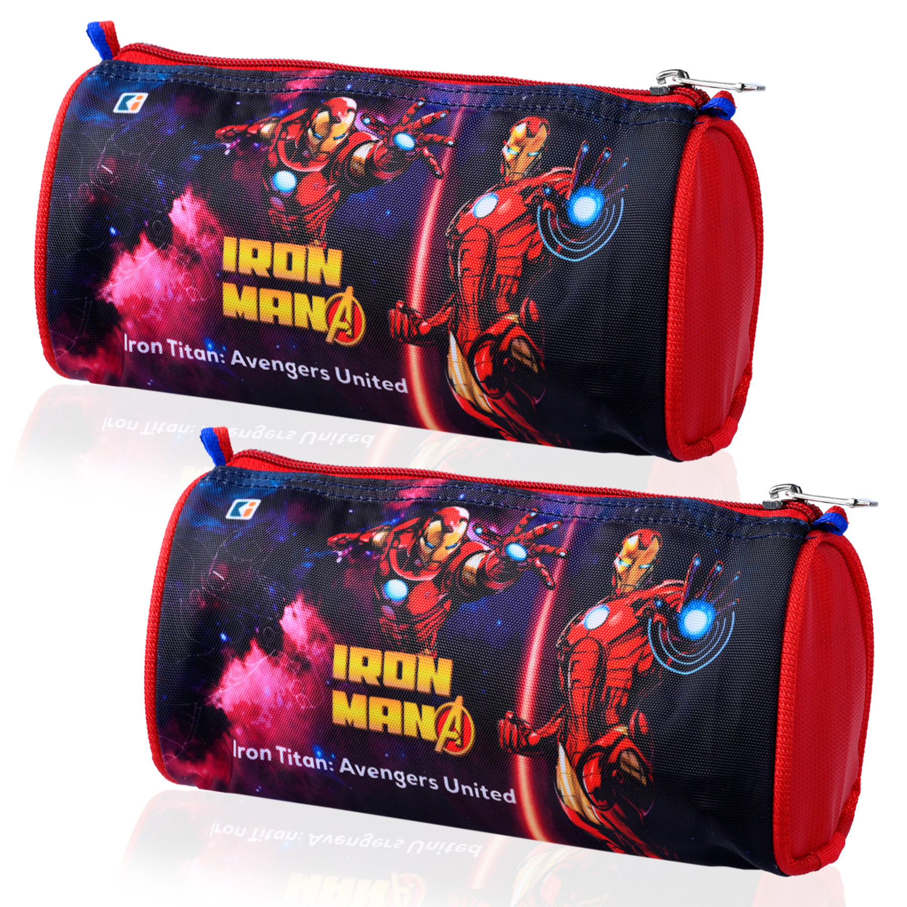 Kuber Industries Pencil Pouch | Multi-Purpose Travel Pouch | Kids Stationary Storage Bag | Pencil Utility School Pouches | Geometry Box | Marvel Iron-Man | Large | Red & Black