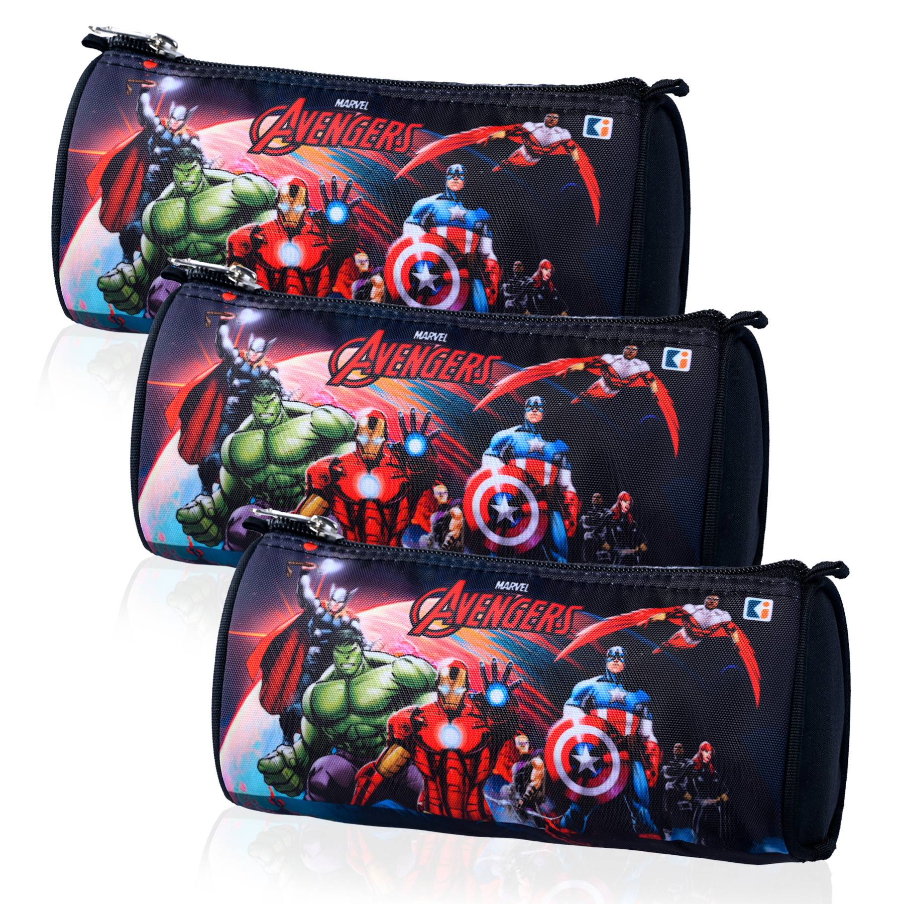 Kuber Industries Pencil Pouch | Multi-Purpose Travel Pouch | Kids Stationary Storage Bag | Pencil Utility School Pouches | Geometry Box | Marvel Avengers | Large | Black