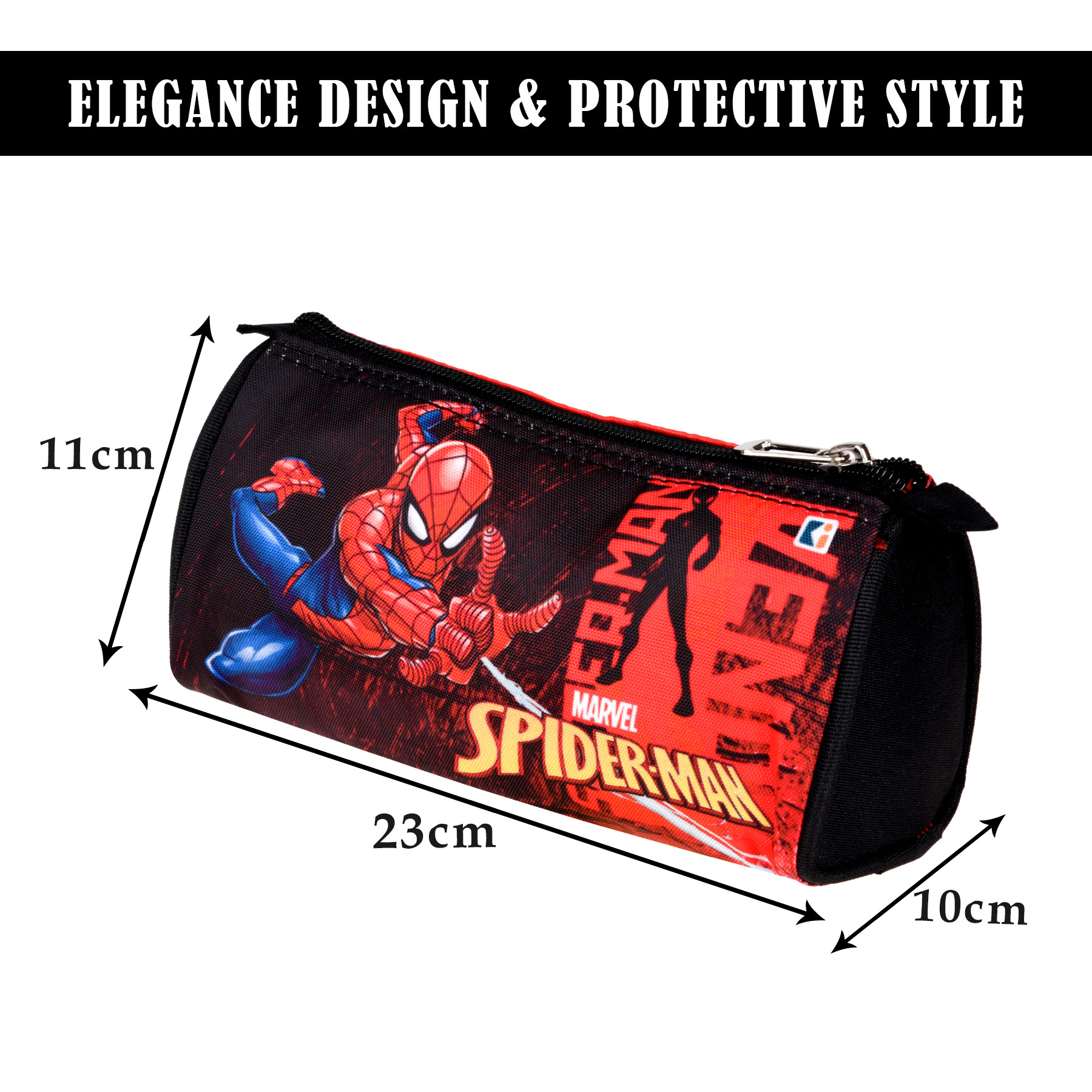 Kuber Industries Pencil Pouch | Multi-Purpose Travel Pouch | Kids Stationary Storage Bag | Pencil Utility School Pouches | Geometry Box | Marvel Spider-Man | Large | Red & Black