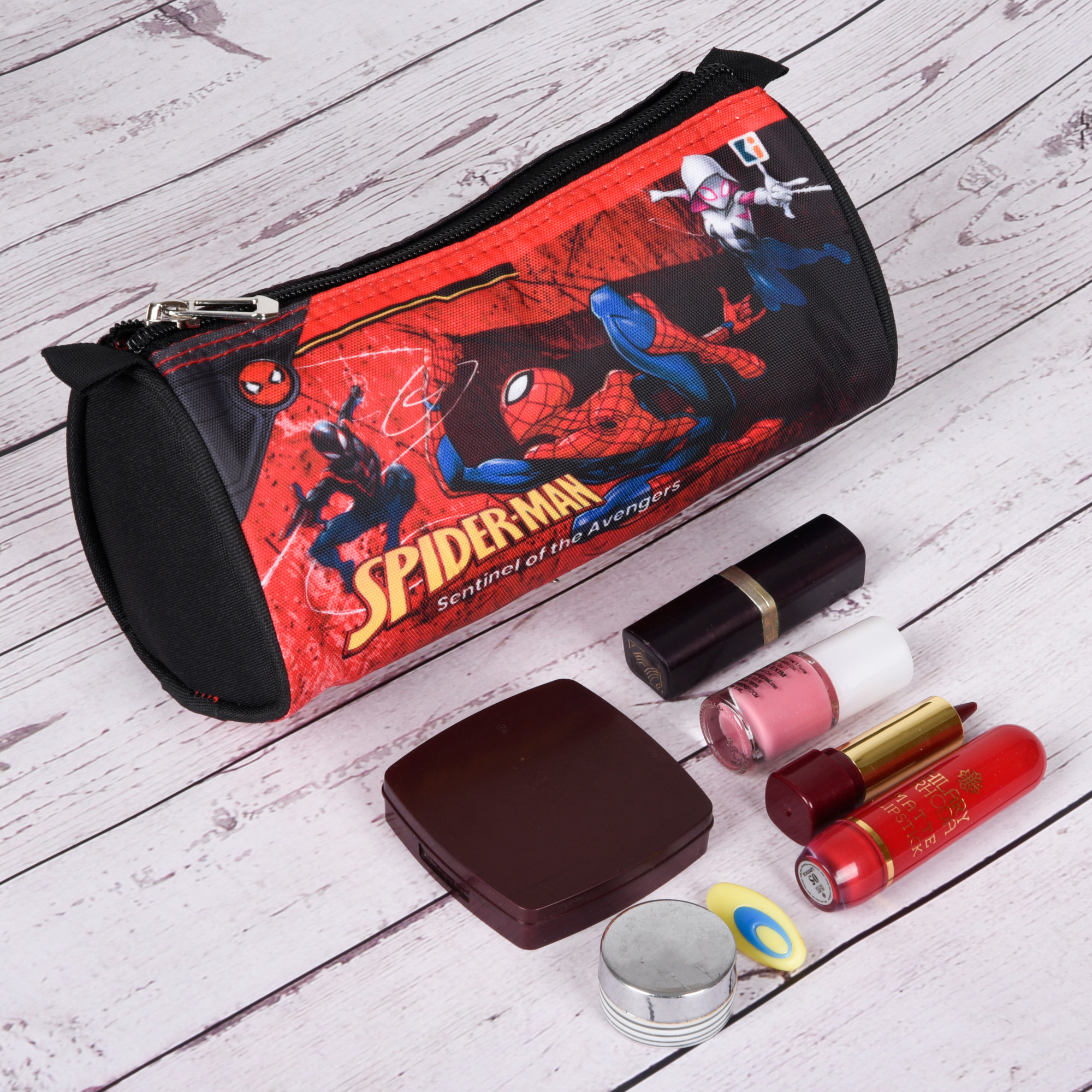 Kuber Industries Pencil Pouch | Multi-Purpose Travel Pouch | Kids Stationary Storage Bag | Pencil Utility School Pouches | Geometry Box | Marvel Spider-Man | Large | Red & Black