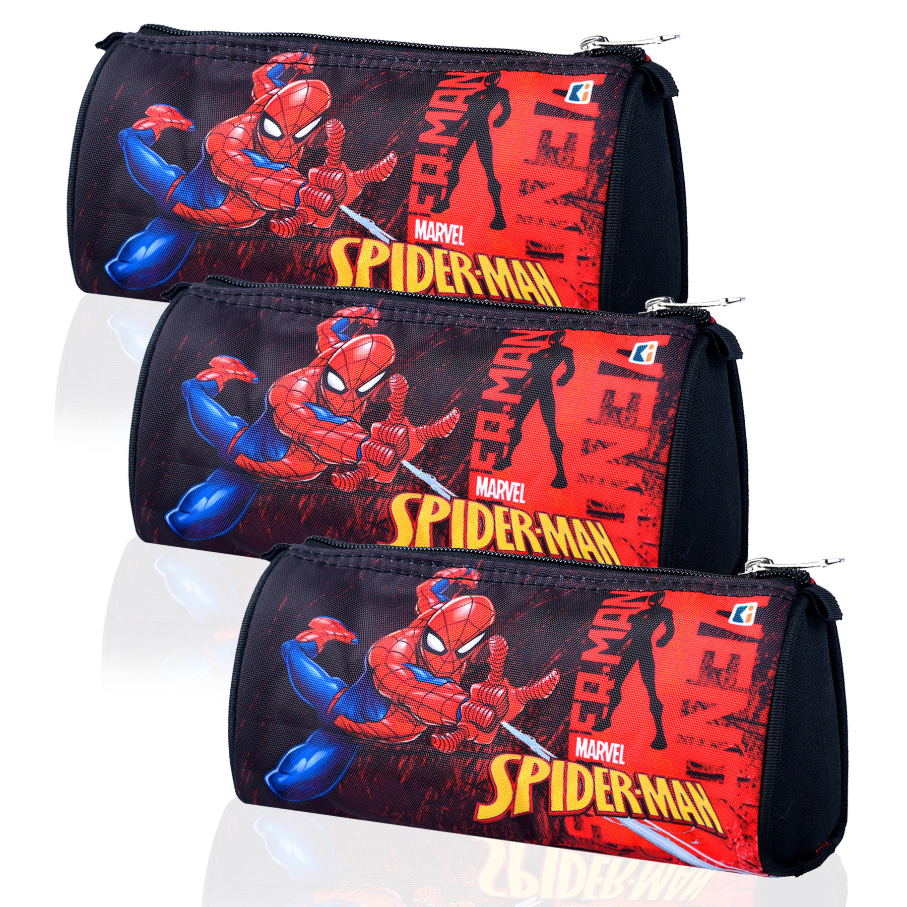 Kuber Industries Pencil Pouch | Multi-Purpose Travel Pouch | Kids Stationary Storage Bag | Pencil Utility School Pouches | Geometry Box | Marvel Spider-Man | Large | Red & Black