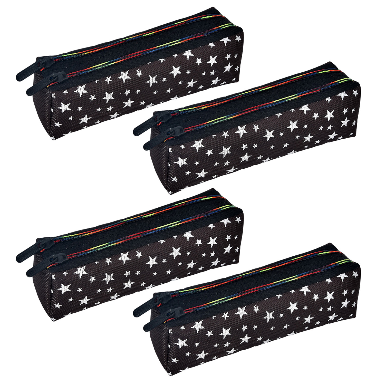 Kuber Industries Pencil Pouch | Rexine Stationary Pouch | Pencil Utility Pouch | School Pencil Case for Kids | Pen-Pencil Box for Kids | 2 Zipper Pencil Organizer | Star Pencil Pouch |Black
