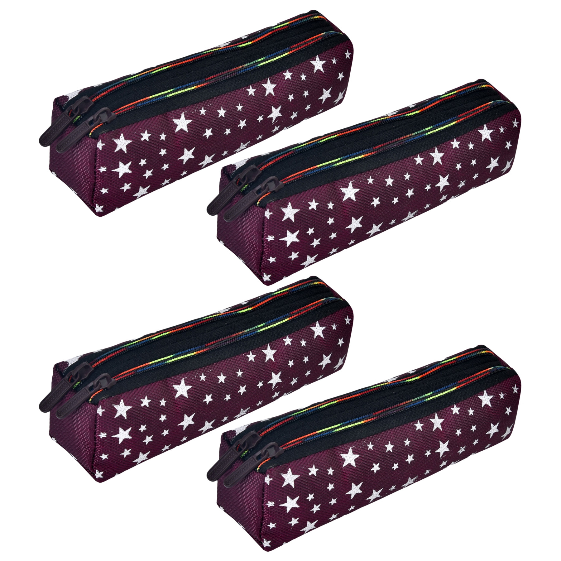 Kuber Industries Pencil Pouch | Rexine Stationary Pouch | Pencil Utility Pouch | School Pencil Case for Kids | Pen-Pencil Box for Kids | 2 Zipper Pencil Organizer | Star Pencil Pouch |Maroon