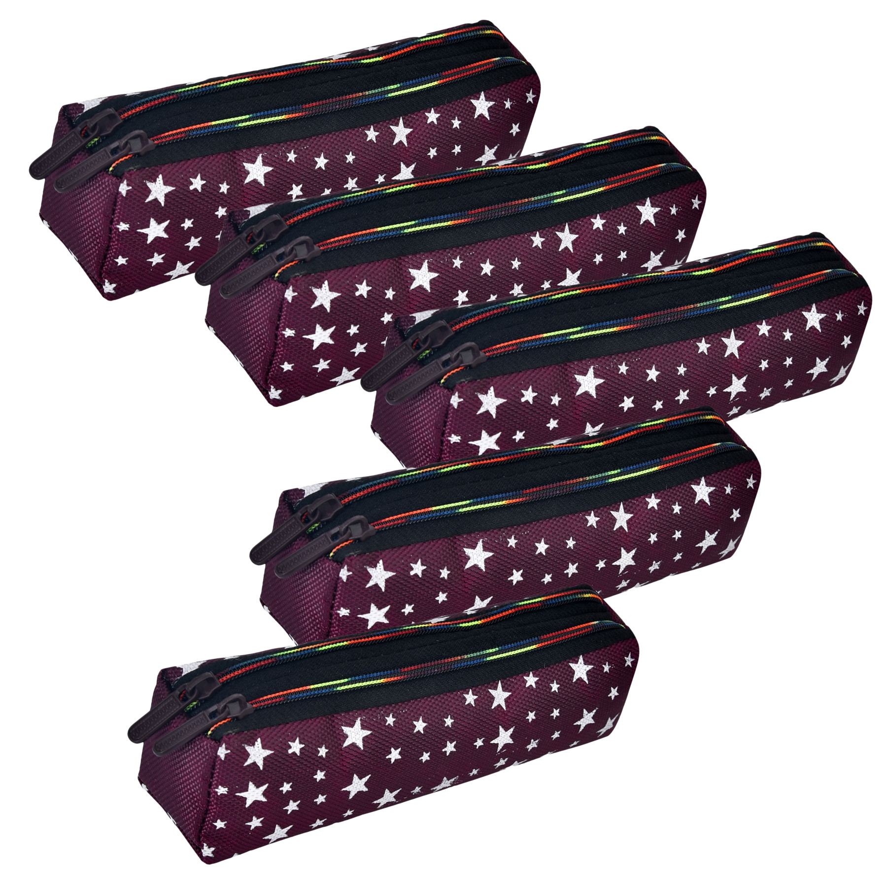 Kuber Industries Pencil Pouch | Rexine Stationary Pouch | Pencil Utility Pouch | School Pencil Case for Kids | Pen-Pencil Box for Kids | 2 Zipper Pencil Organizer | Star Pencil Pouch |Maroon