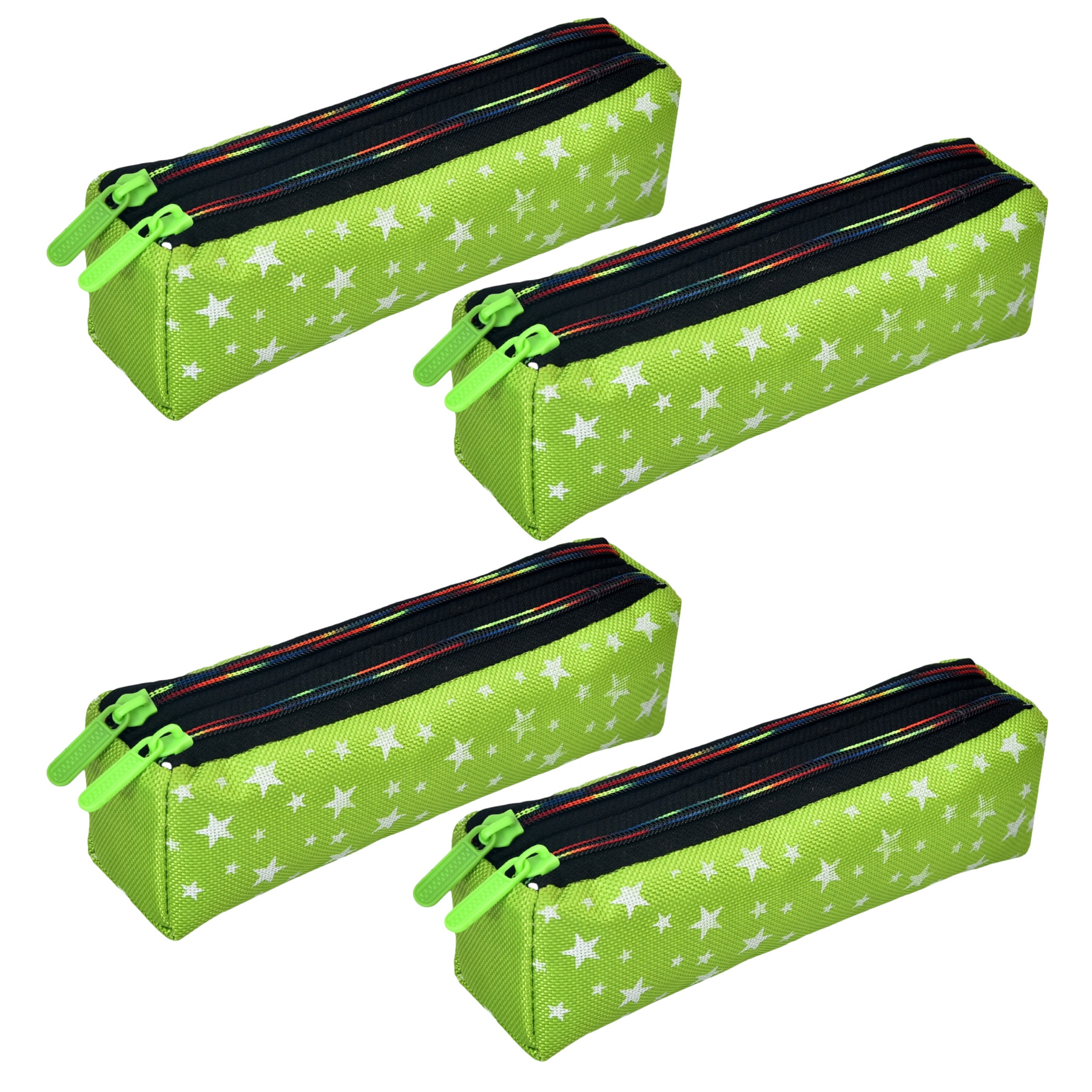 Kuber Industries Pencil Pouch | Rexine Stationary Pouch | Pencil Utility Pouch | School Pencil Case for Kids | Pen-Pencil Box for Kids | 2 Zipper Pencil Organizer | Star Pencil Pouch |Green