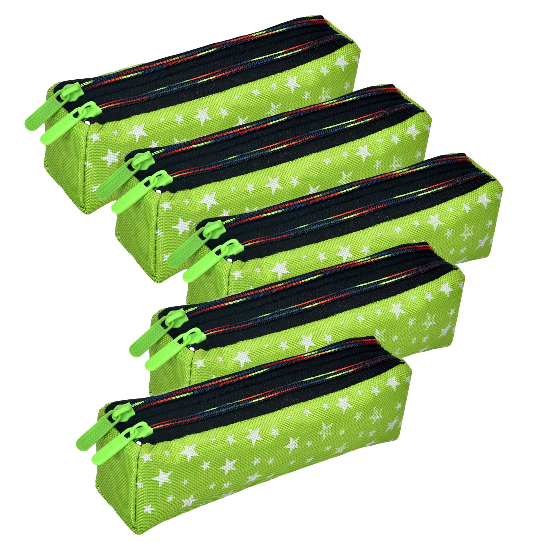 Kuber Industries Pencil Pouch | Rexine Stationary Pouch | Pencil Utility Pouch | School Pencil Case for Kids | Pen-Pencil Box for Kids | 2 Zipper Pencil Organizer | Star Pencil Pouch |Green